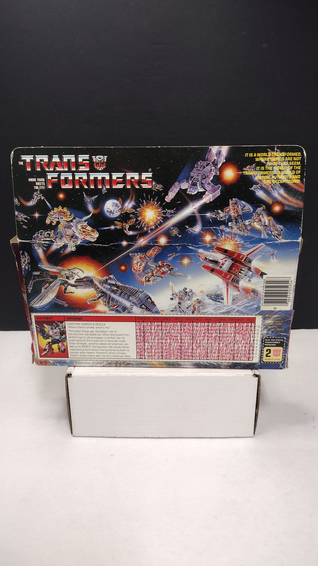 1985 Vintage Original G1 Transformers Inferno Box (Hasbro - Packaging Only / Heavy Box Wear)