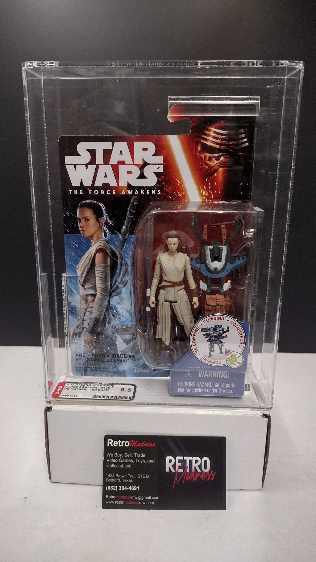 Star Wars: The Force Awakens Rey (Starkiller Base) 3.75" Action Figure – AFA Graded 8.5 NM+ (MIB)