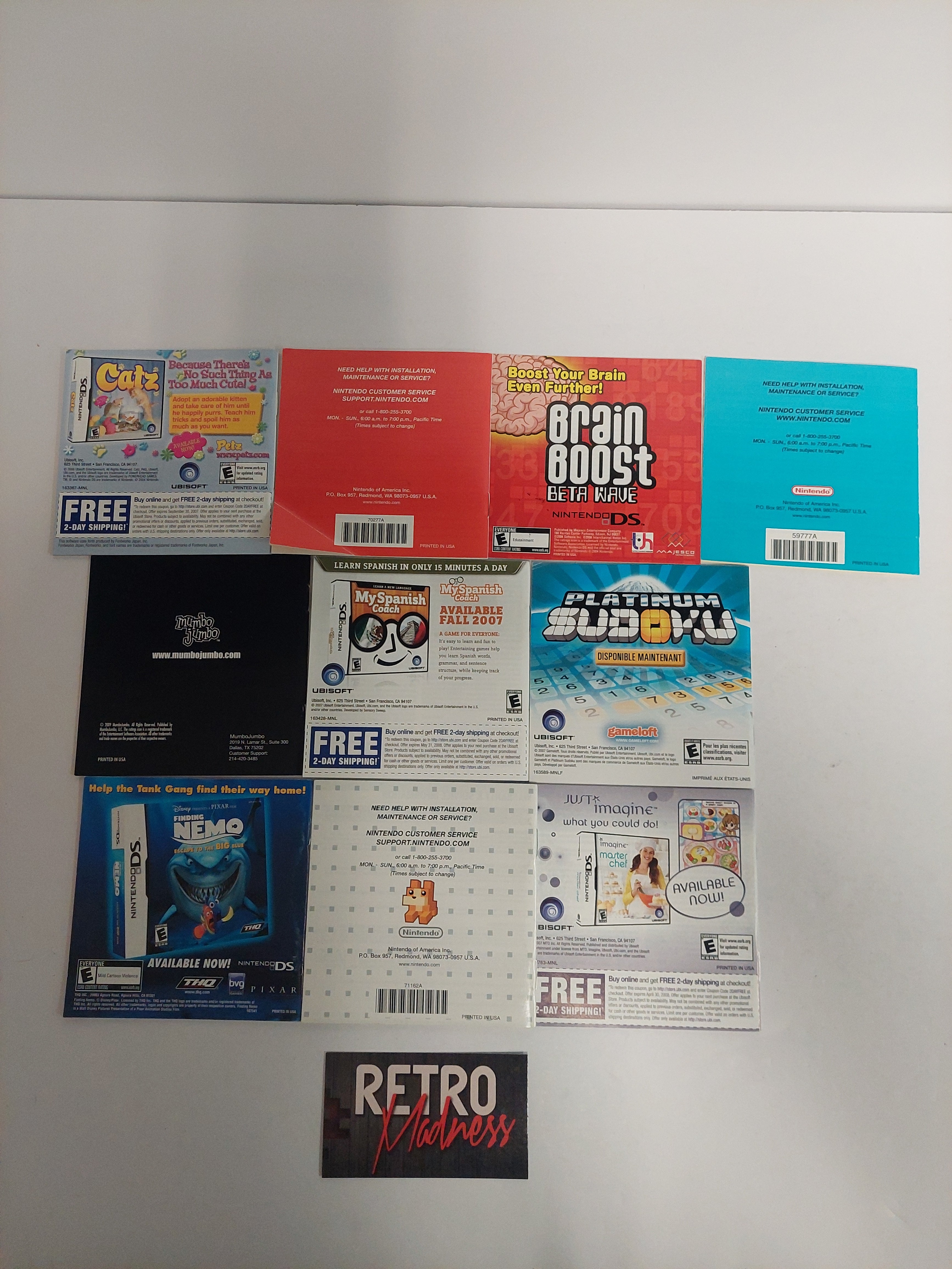 Lot of 10 Nintendo DS Manuals Instruction Booklets No Games