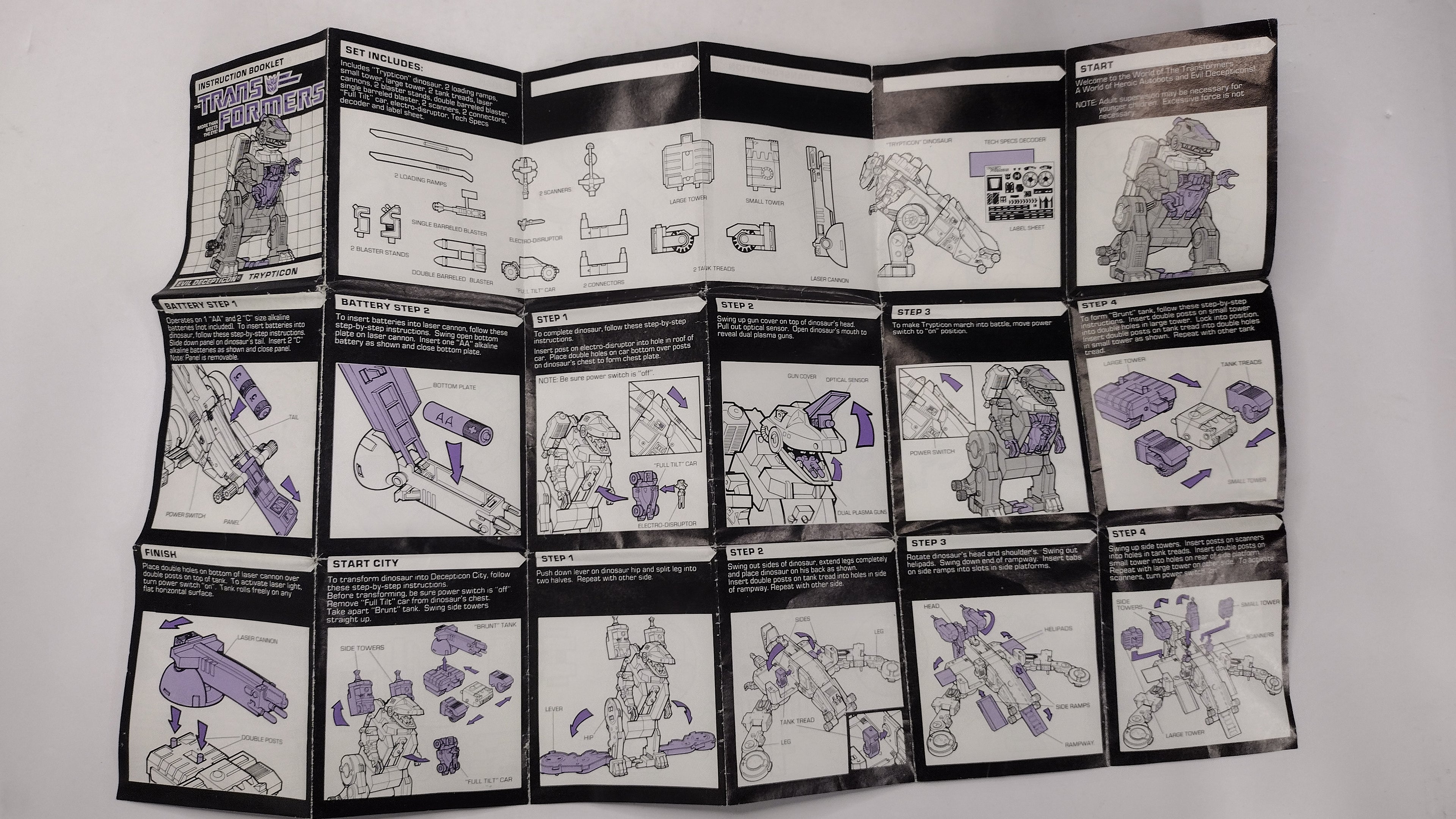 Vintage 1986 Original G1 Transformers Trypticon - Instruction Booklet