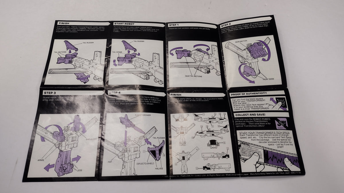 Vintage 1986 Original G1 Transformers Octane Instruction Booklet