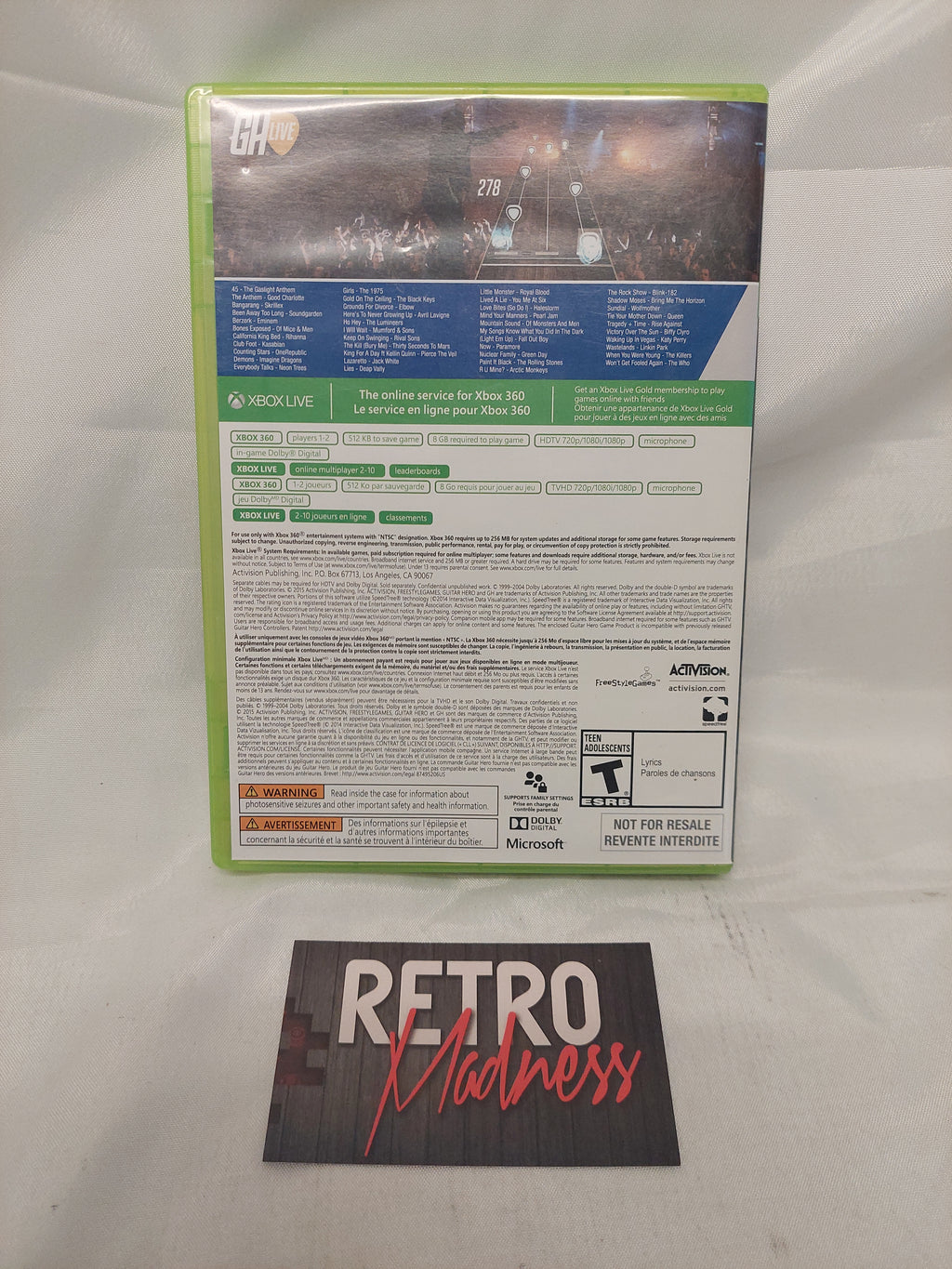 Xbox 360 Guitar Hero Live No Manual