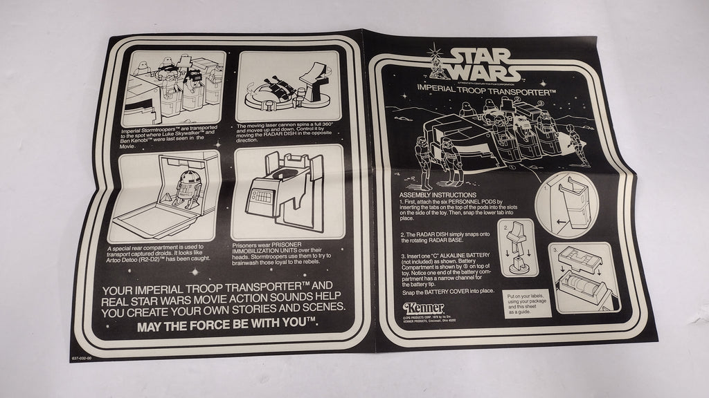 Vintage 1979 Kenner Star Wars Imperial Troop Transport Instructions Sheet