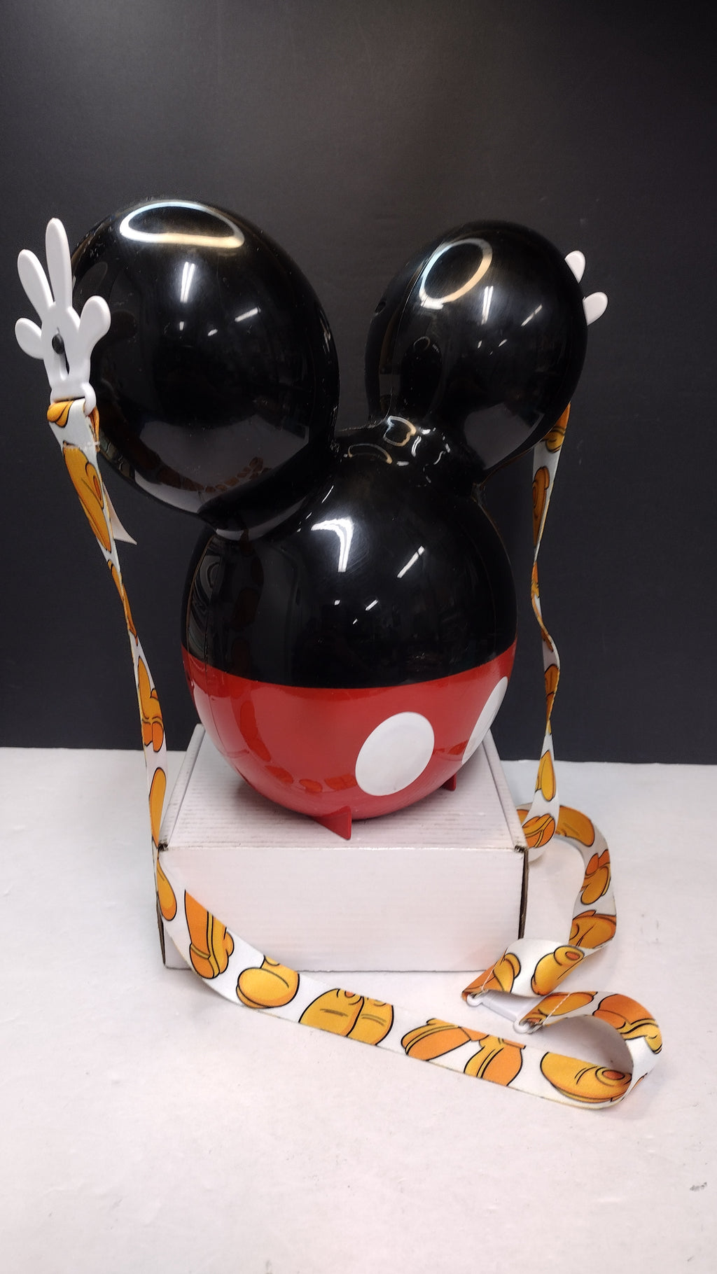 Disney Parks Mickey Mouse Balloon Popcorn Bucket Black Ears Red Pants Used