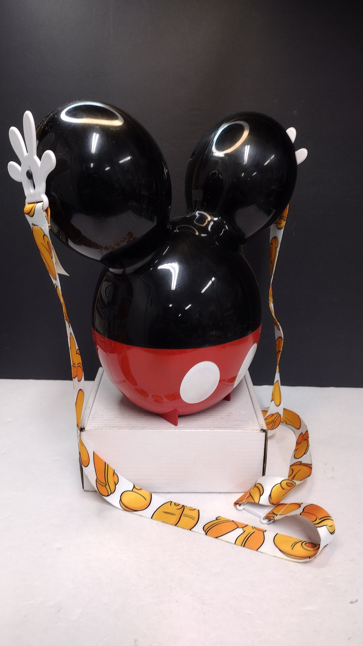 Disney Parks Mickey Mouse Balloon Popcorn Bucket Black Ears Red Pants Used