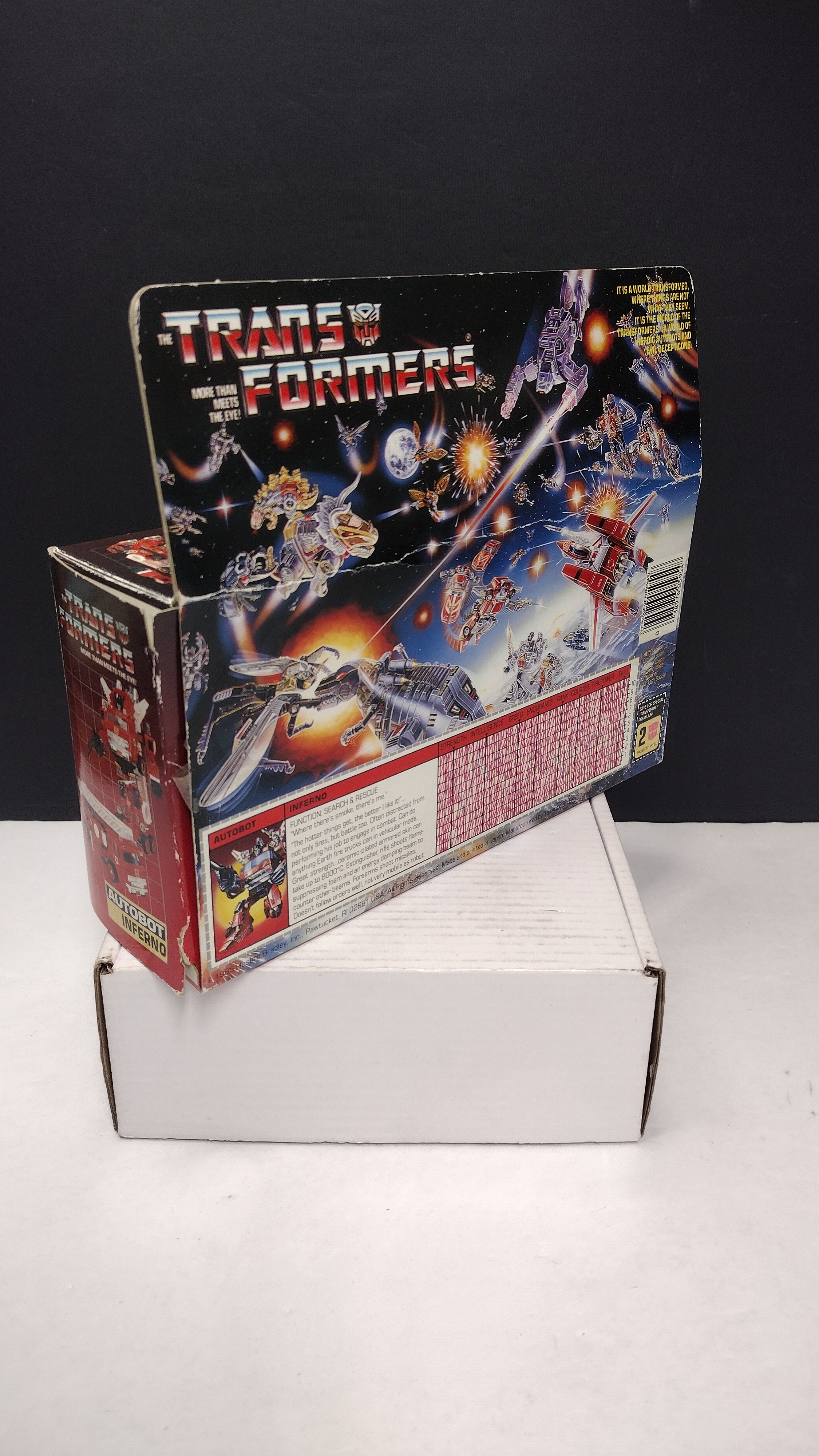 1985 Vintage Original G1 Transformers Inferno Box (Hasbro - Packaging Only / Heavy Box Wear)