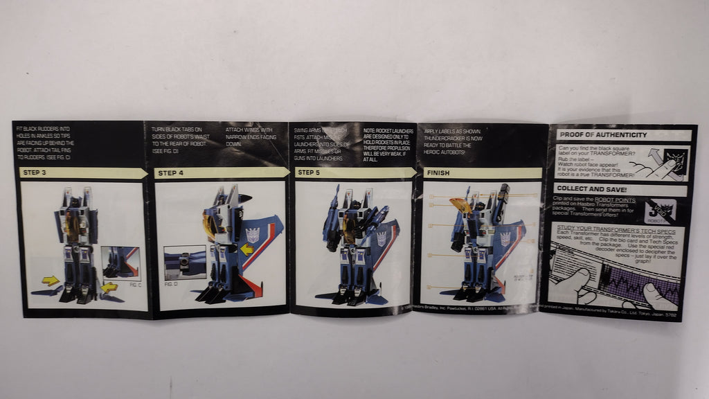Vintage 1984 Original G1 Transformers Thundercracker Instruction Booklet