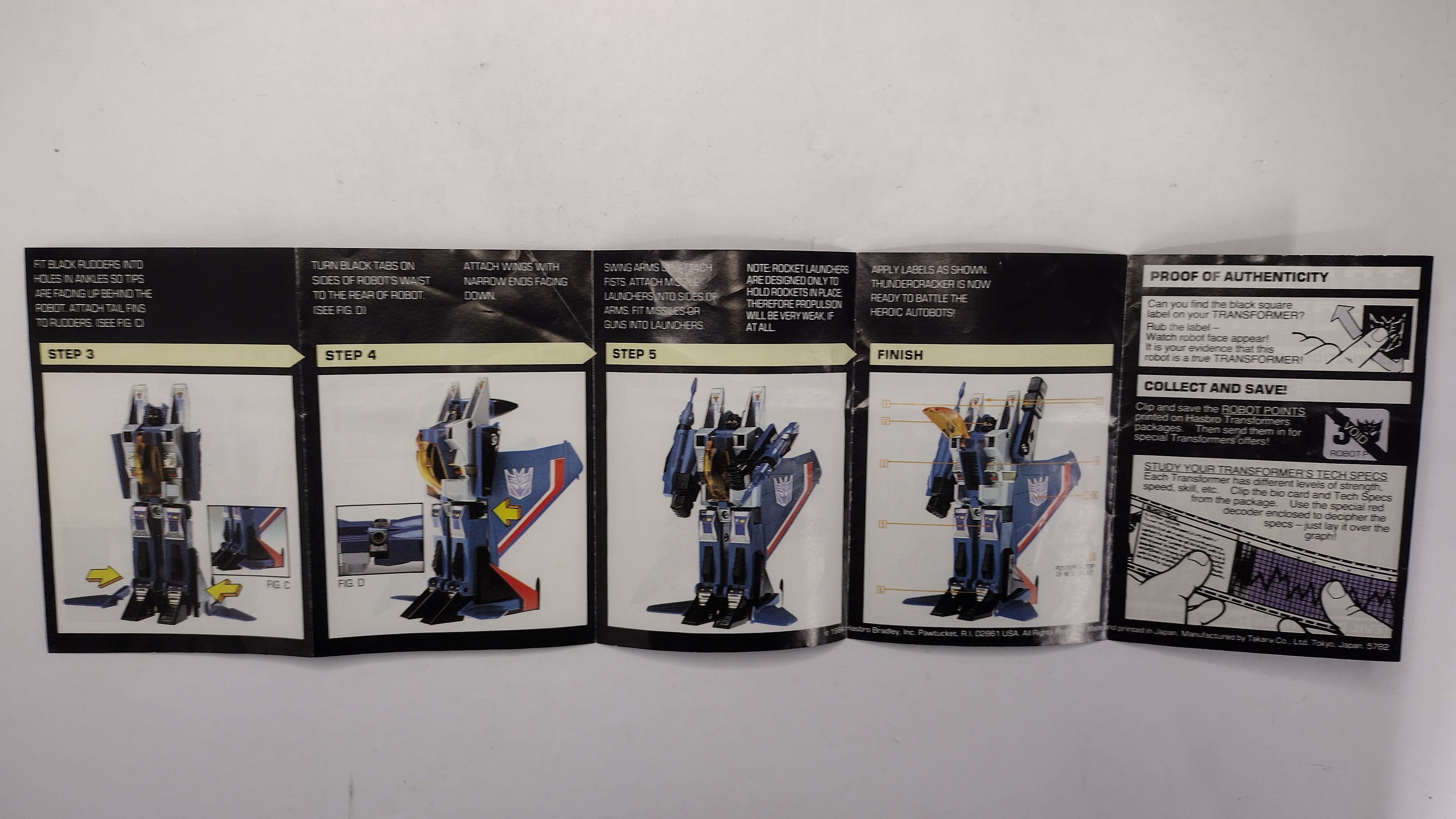 Vintage 1984 Original G1 Transformers Thundercracker Instruction Booklet