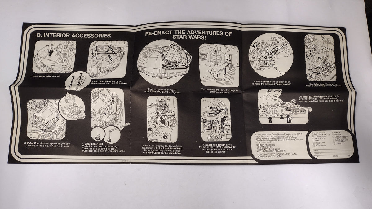 Vintage 1978 Star Wars Millennium Falcon Vehicle Instructions Sheet  Kenner