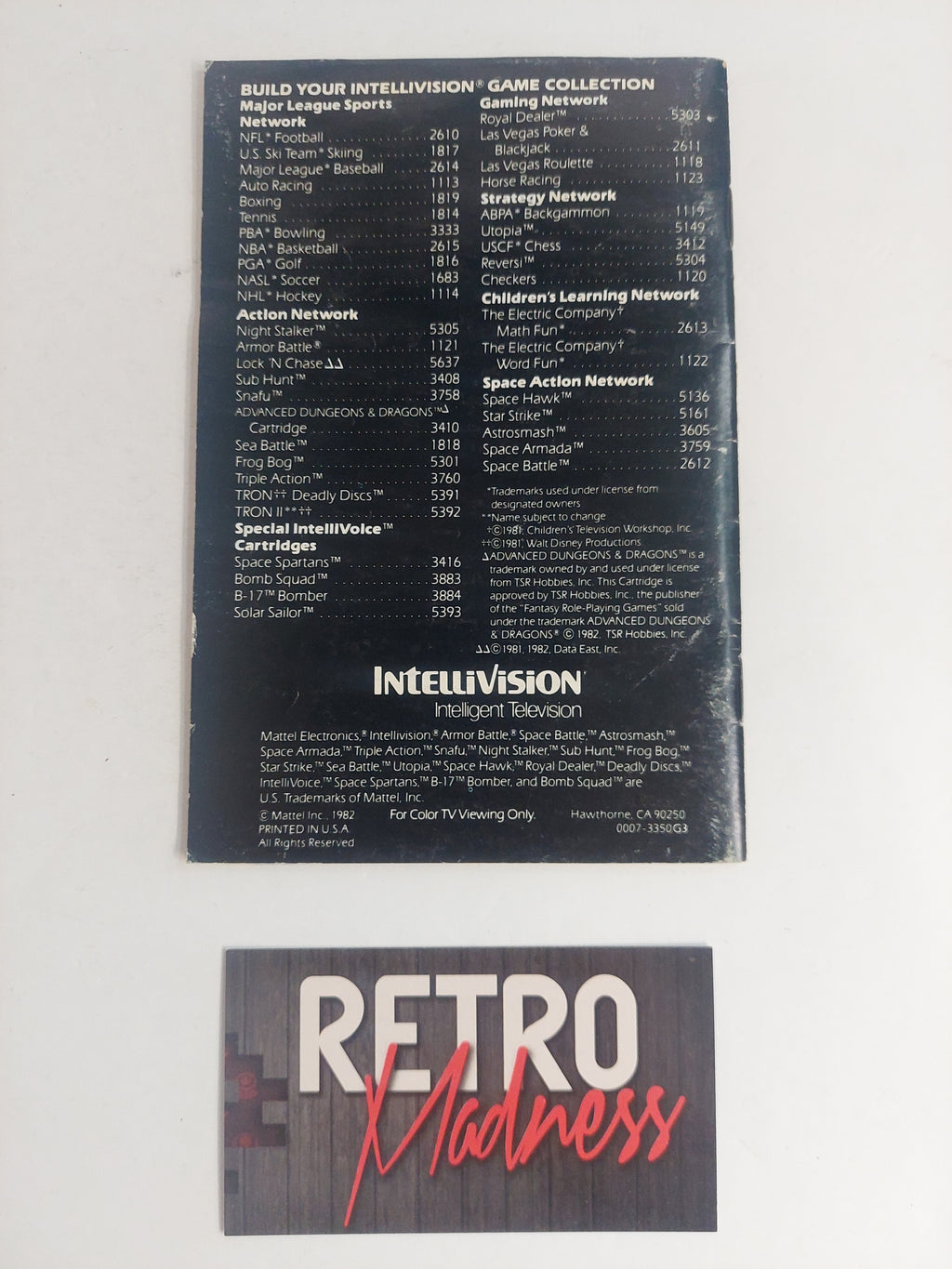 Mattel Electronics Intellivision 1982 Catalog