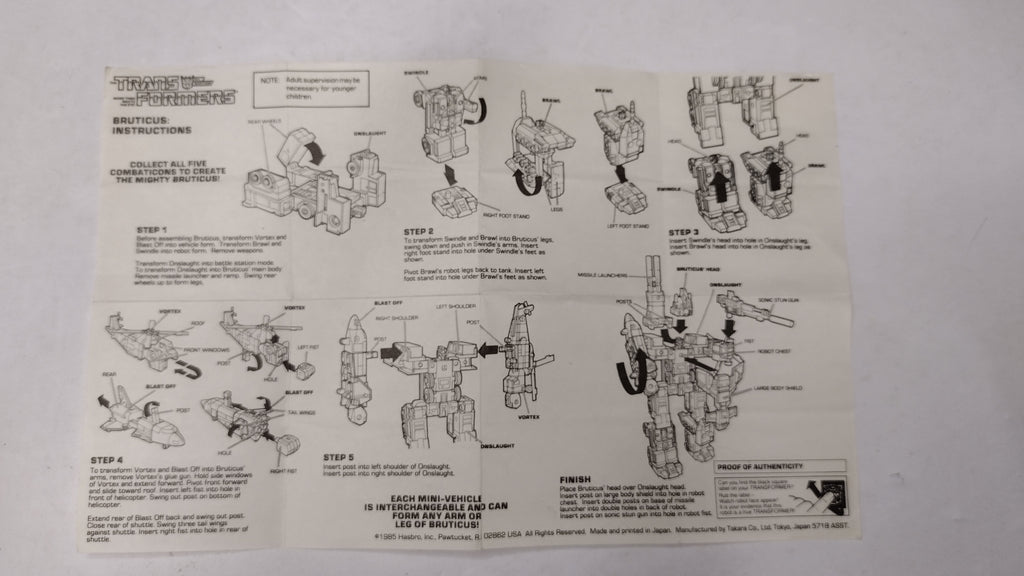 Vintage Original G1 Transformers Bruticus & Onslaught Instruction Booklets, Decal Sheet, Inserts & Red Decoder Reader Lot