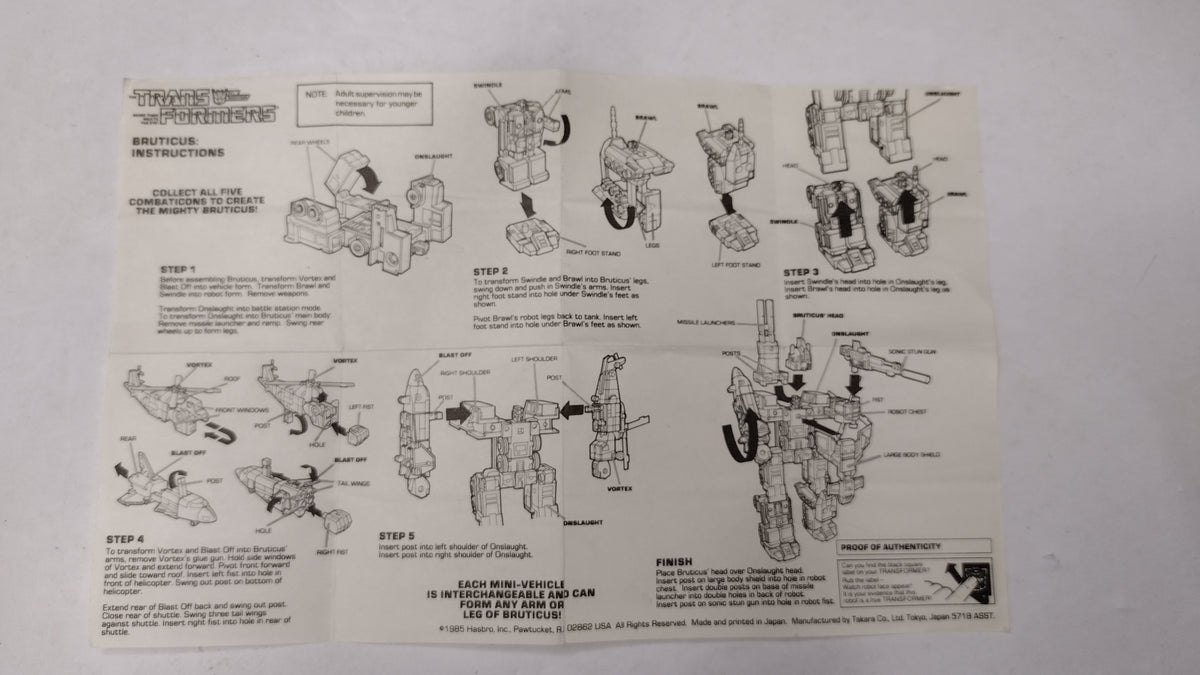 Vintage Original G1 Transformers Bruticus & Onslaught Instruction Booklets, Decal Sheet, Inserts & Red Decoder Reader Lot