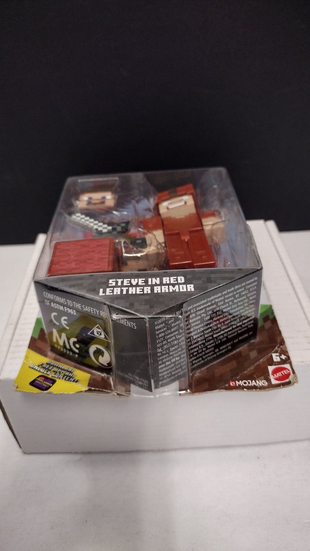 2020 Mattel Mojang Minecraft Steve in Red Leather Armor 3" Figure- On Card