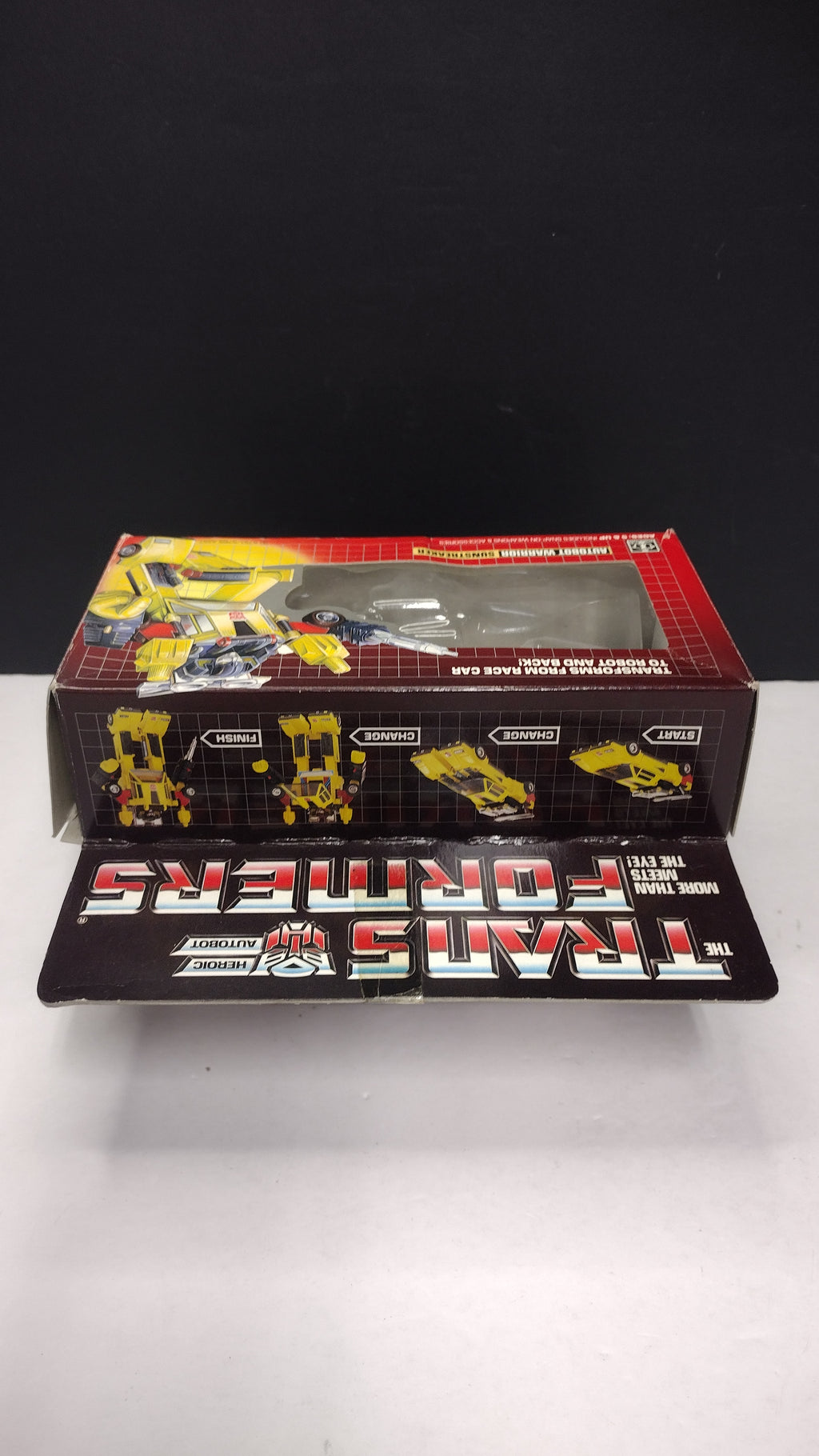1984 Vintage Original G1 Transformers Sunstreaker Box with Reissue Inner Bubble (Hasbro - Packaging Only / Box Heavy Wear)