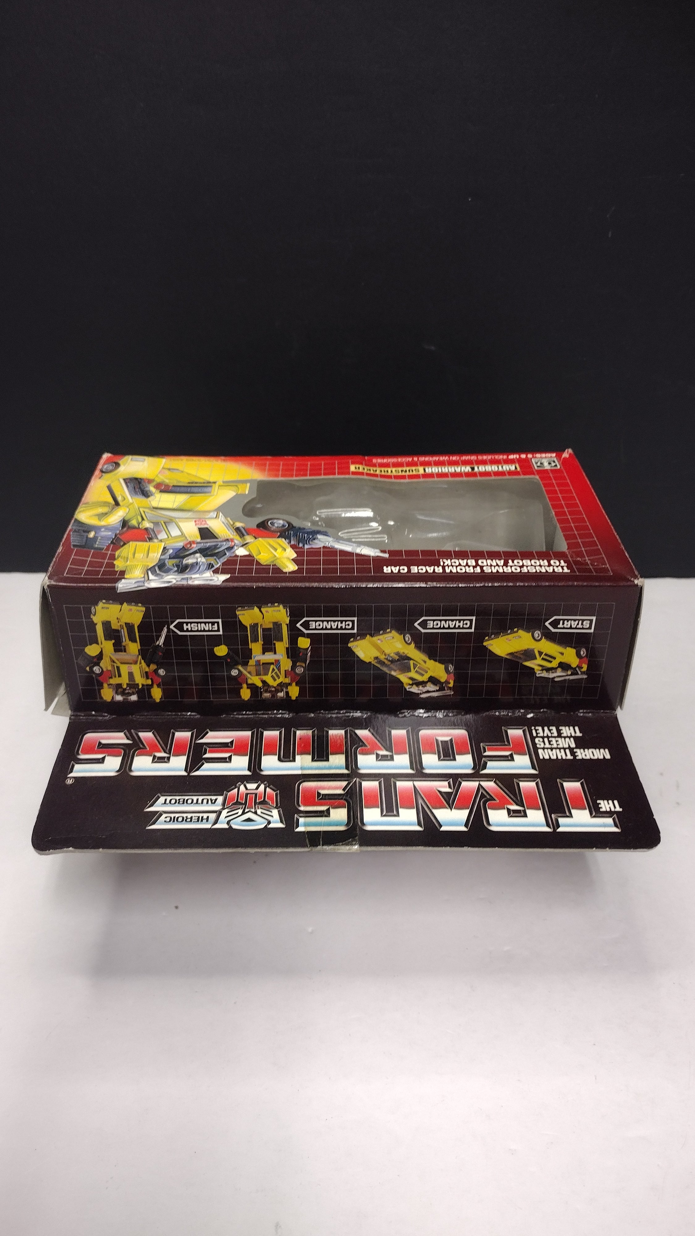 1984 Vintage Original G1 Transformers Sunstreaker Box with Reissue Inner Bubble (Hasbro - Packaging Only / Box Heavy Wear)