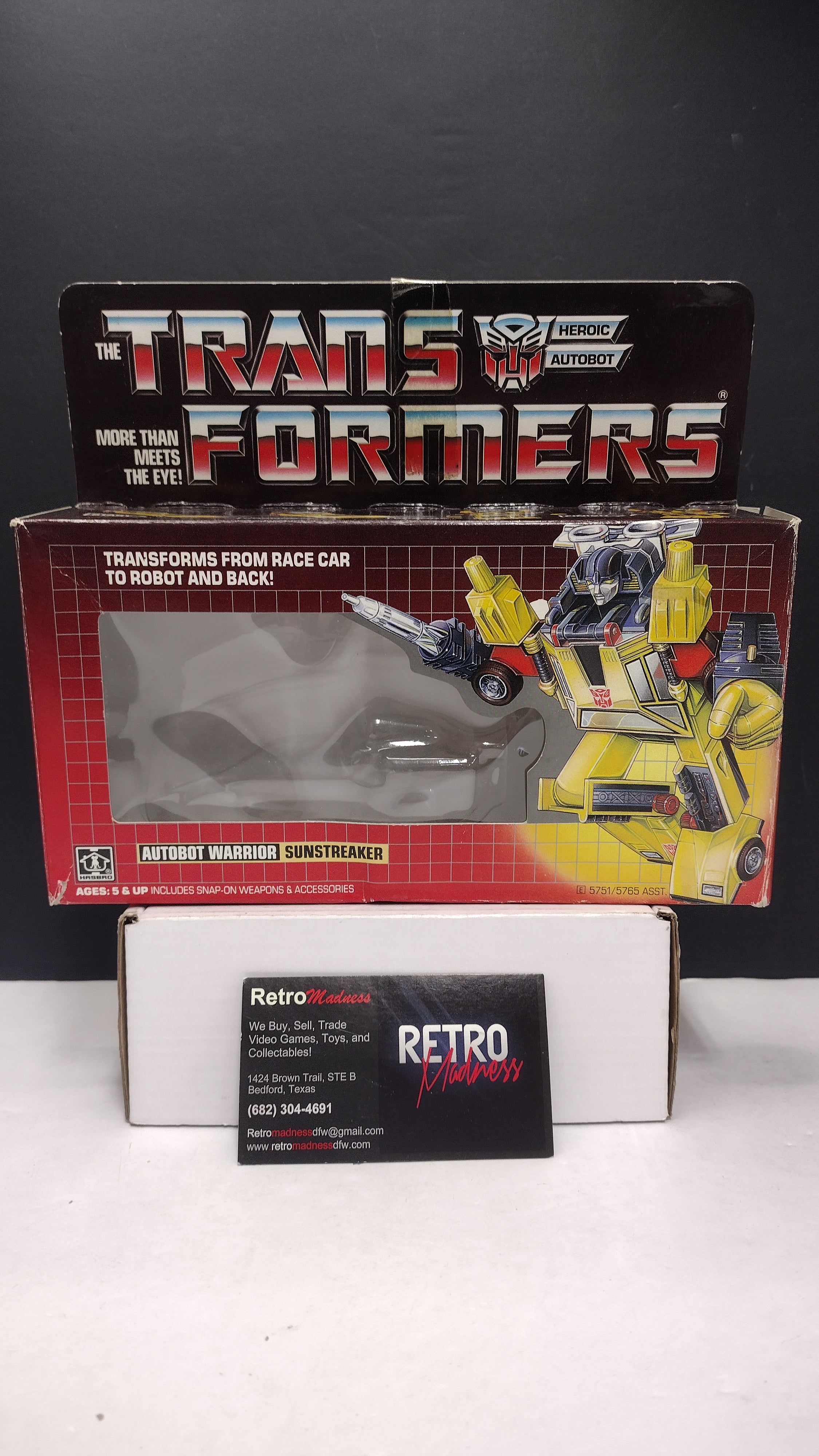 1984 Vintage Original G1 Transformers Sunstreaker Box with Reissue Inner Bubble (Hasbro - Packaging Only / Box Heavy Wear)