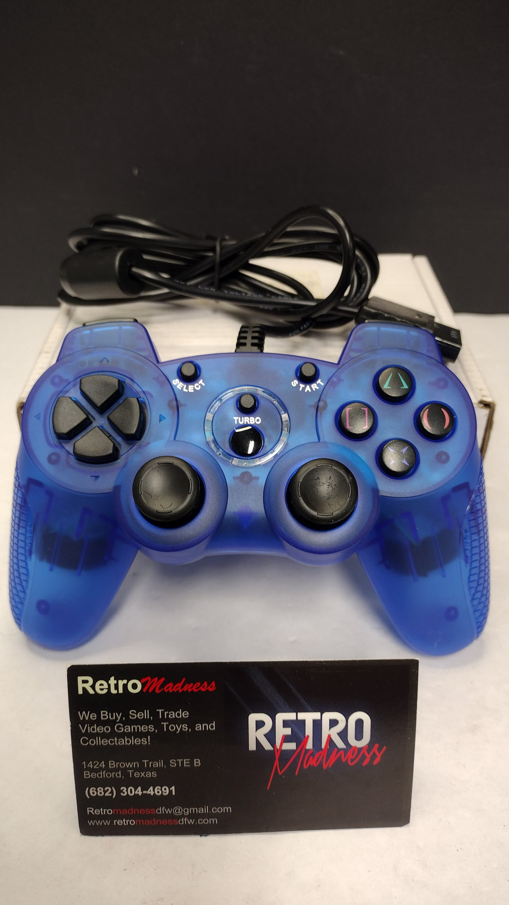 Old Skool PS2 Wired Double-Shock 2 Controller (Blue)- Tested