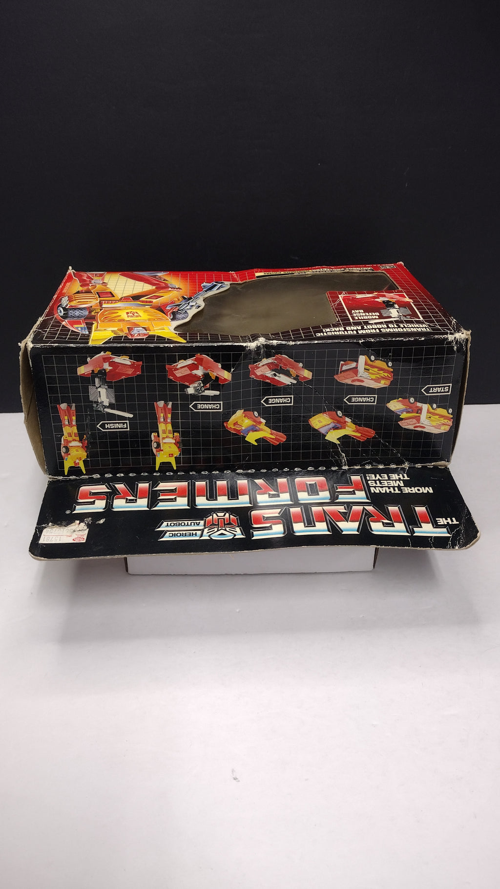 1986 Vintage Original G1 Transformers Rodimus Prime Box (Hasbro - Packaging Only / Heavy Box Wear)