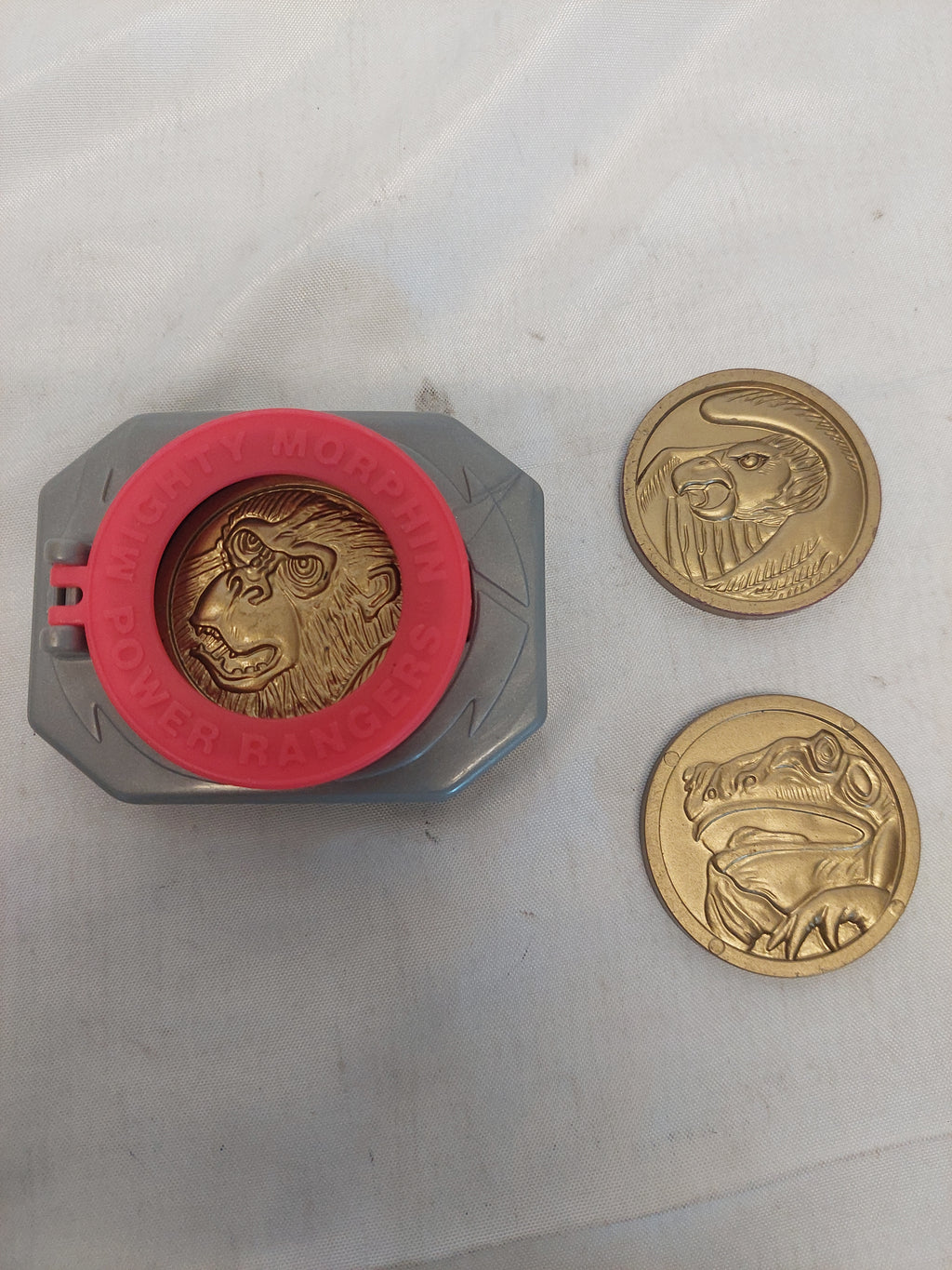 Vintage McDonald's Mighty Morphin Power Rangers Belt Buckle with 3 Coins