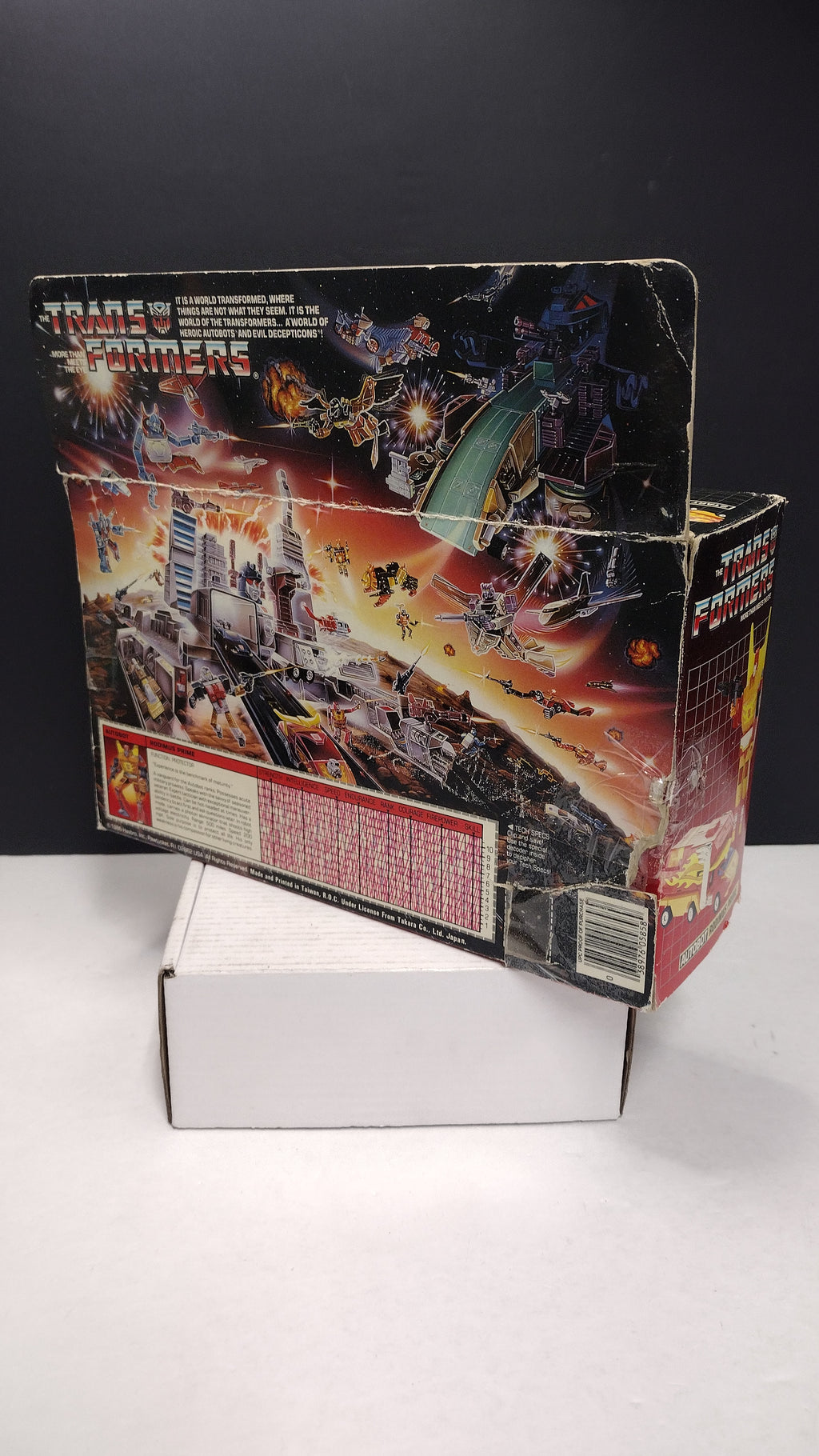 1986 Vintage Original G1 Transformers Rodimus Prime Box (Hasbro - Packaging Only / Heavy Box Wear)