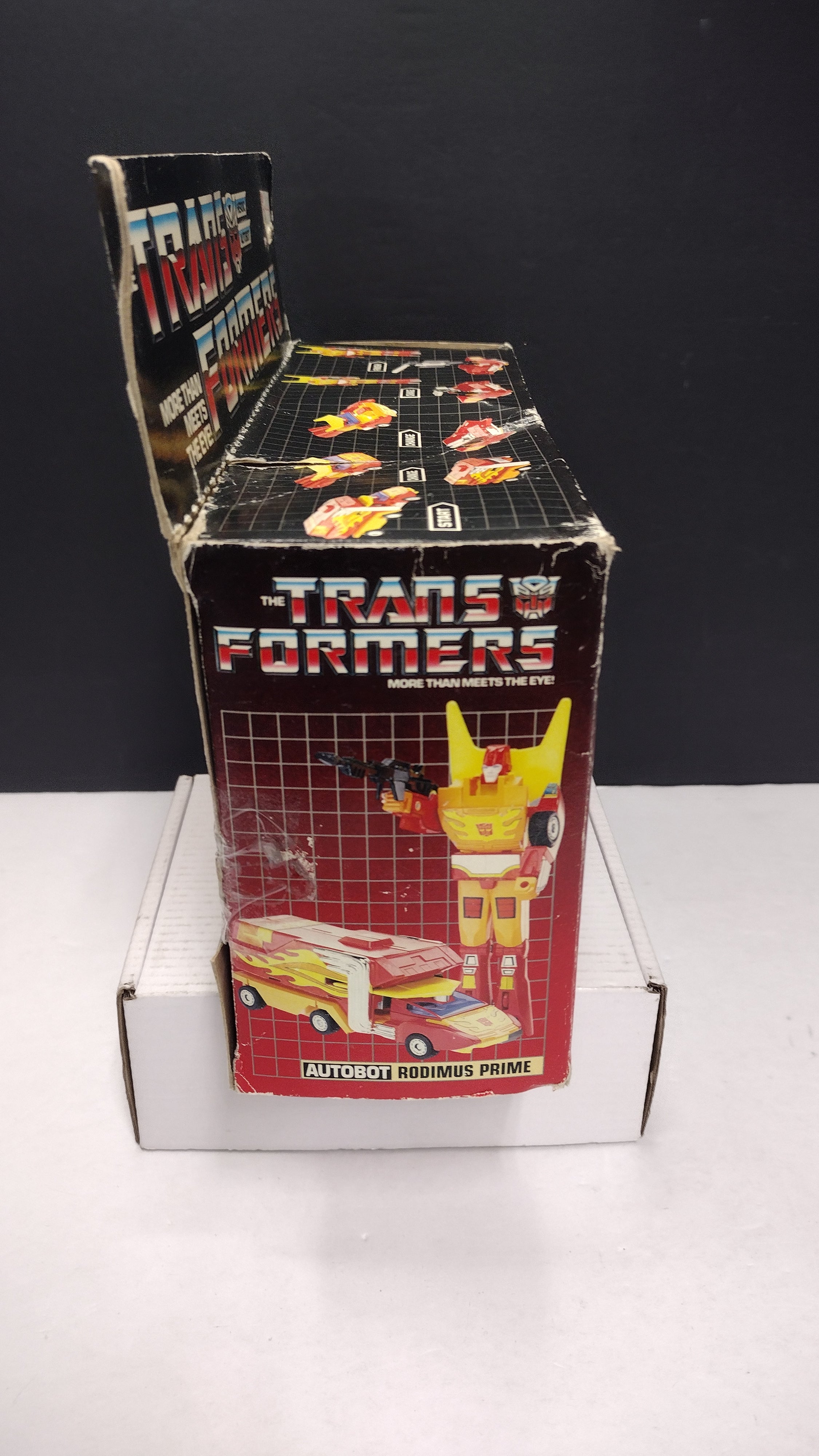 1986 Vintage Original G1 Transformers Rodimus Prime Box (Hasbro - Packaging Only / Heavy Box Wear)