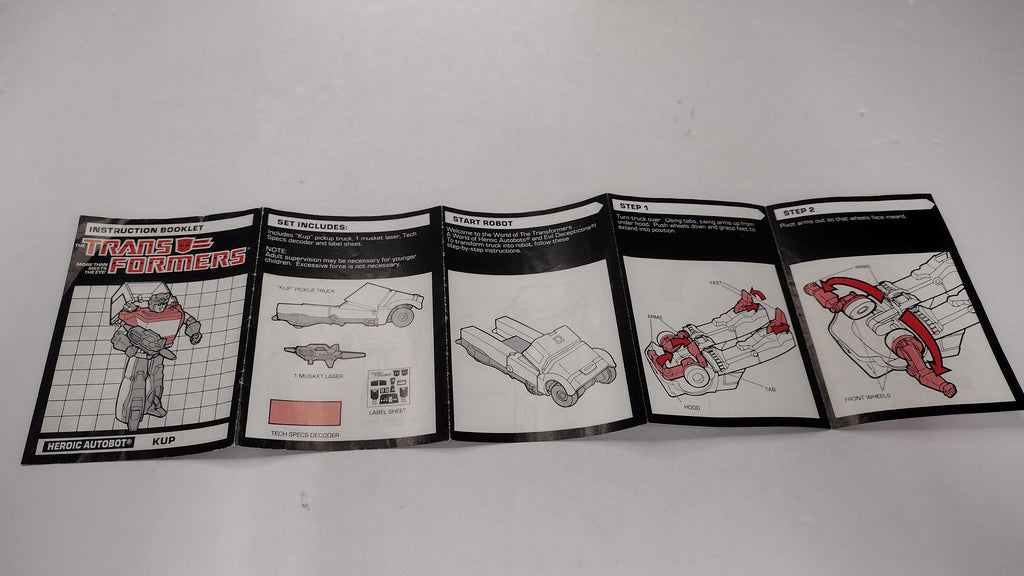Vintage 1986 Original G1 Transformers Kup - Instruction Booklet