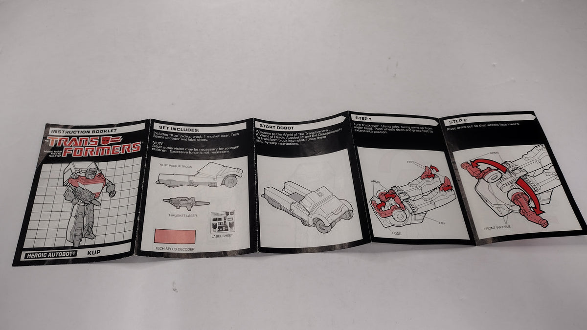 Vintage 1986 Original G1 Transformers Kup - Instruction Booklet