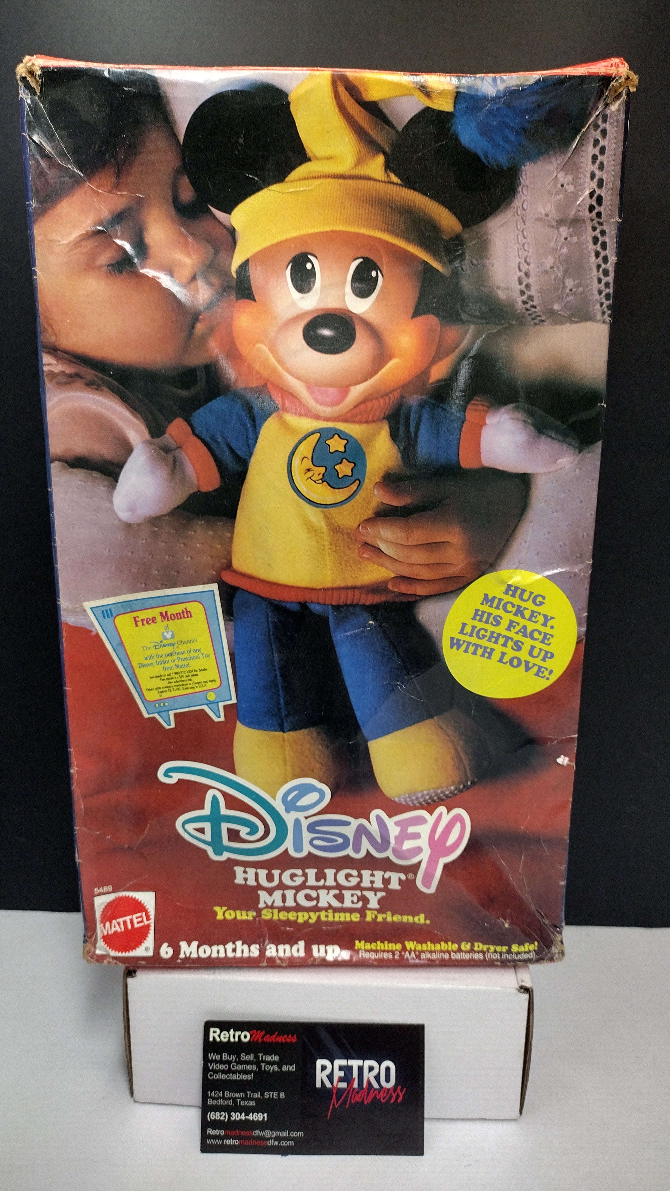 Vintage Mattel Disney Mickey Mouse Hug & Glow Light Up Plush Boxed