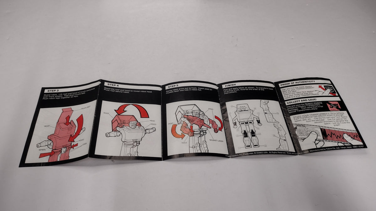 Vintage 1986 Original G1 Transformers Kup - Instruction Booklet