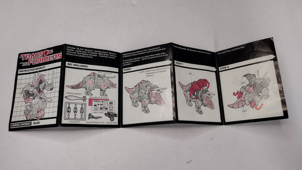 Vintage 1984 Original G1 Transformers Slag - Instruction Booklet
