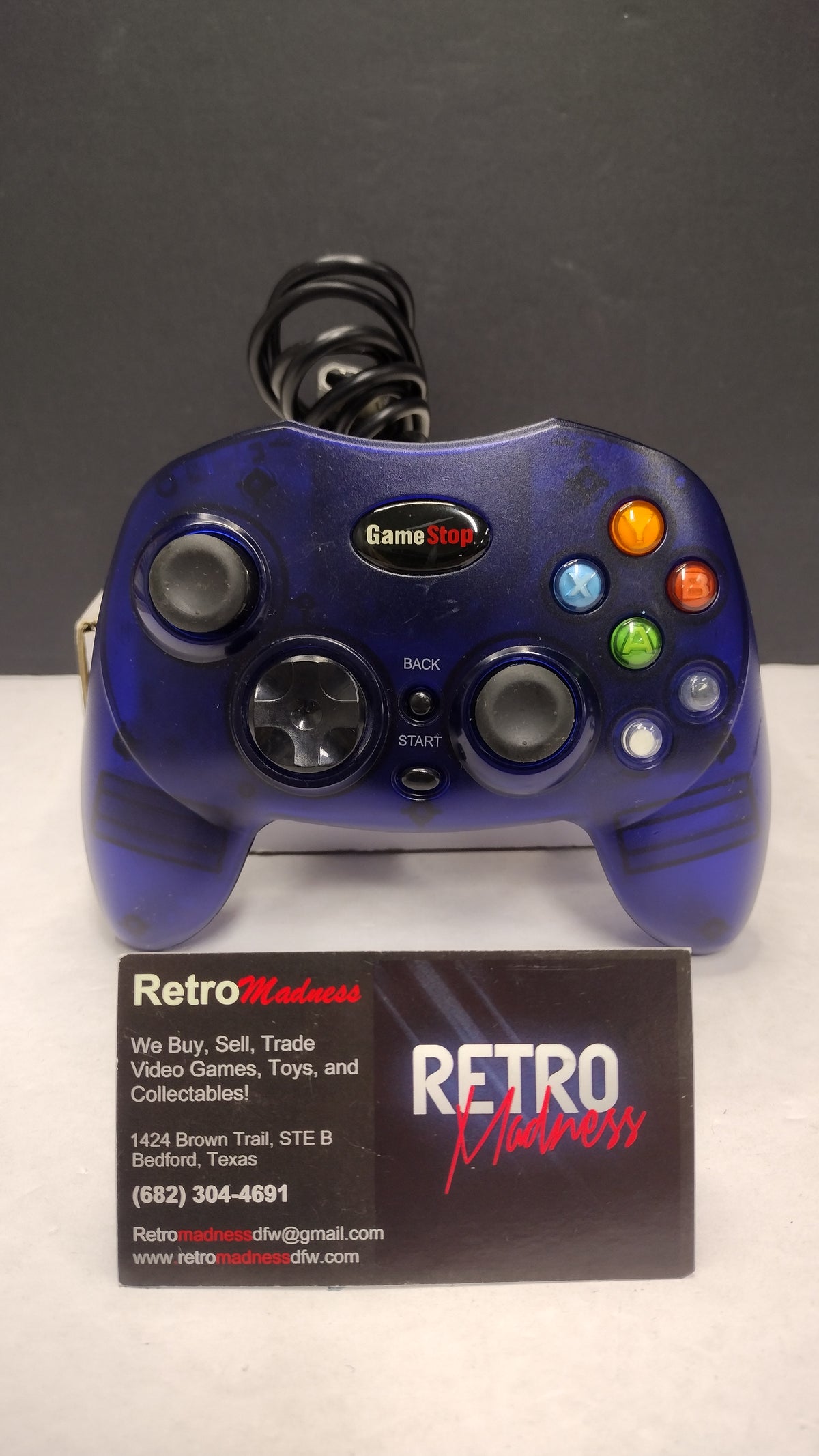 GameStop Xbox Wired Controller Blue BB-136 Original Xbox Tested