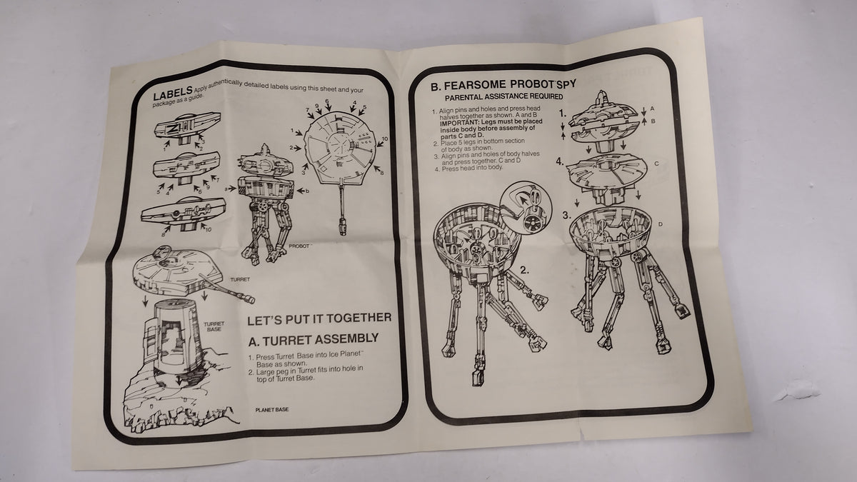 Vintage 1981 Star Wars Empire Strikes Back-Turret Probot Playset Instructions