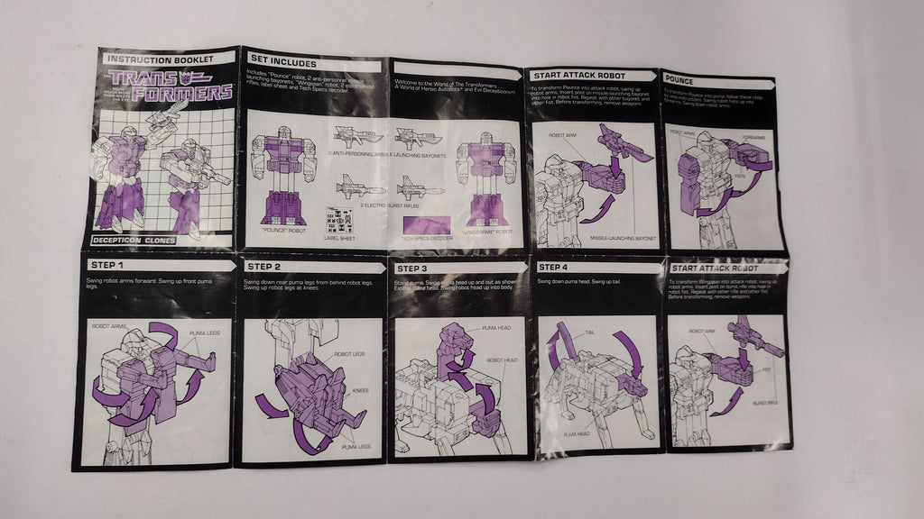 Vintage 1986 Original G1 Transformers Decepticon Clones - Instruction Booklet