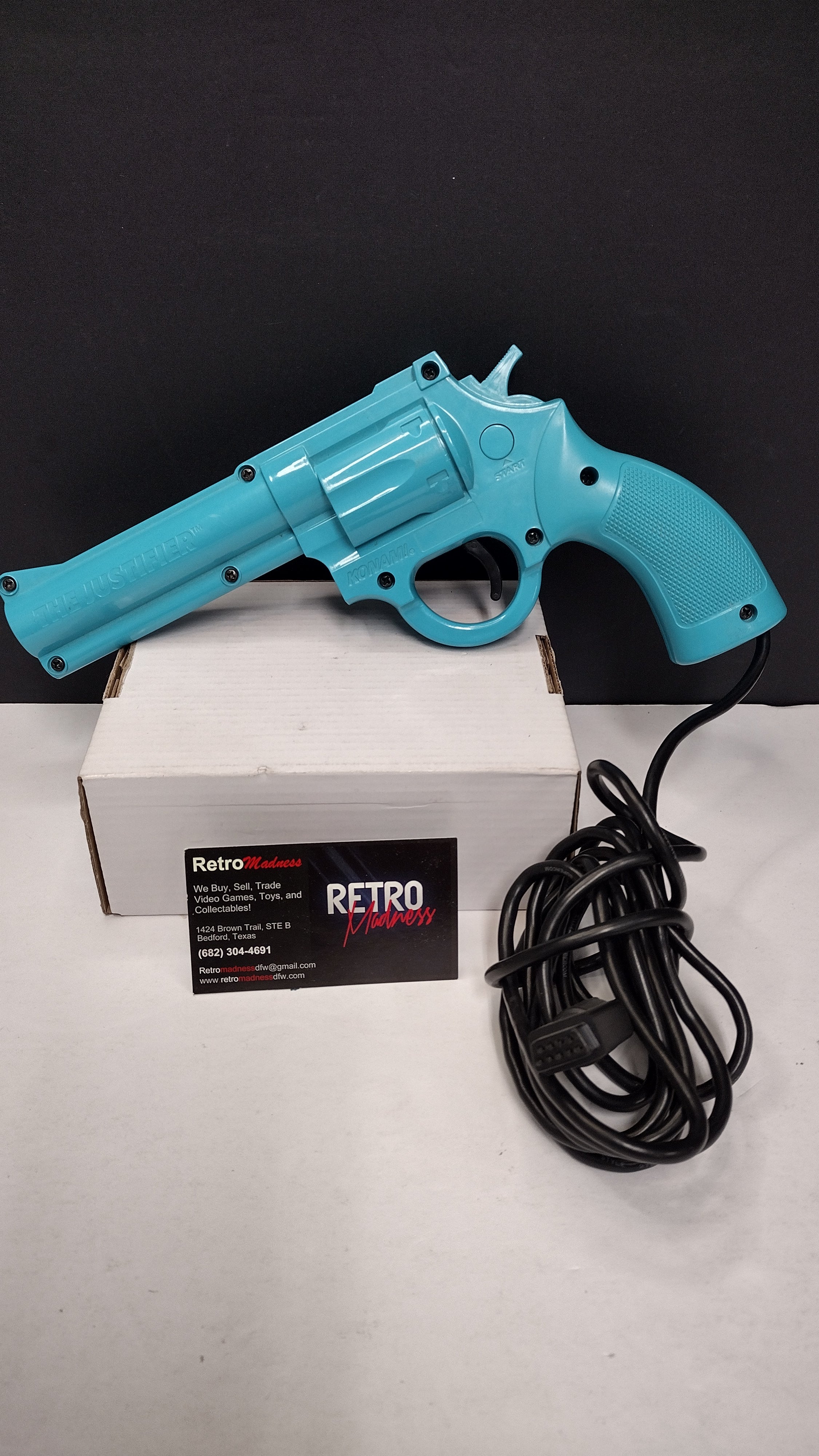 Vintage 1993 Konami "The Justifier" Blue Light Gun Pistol for Sega Genesis