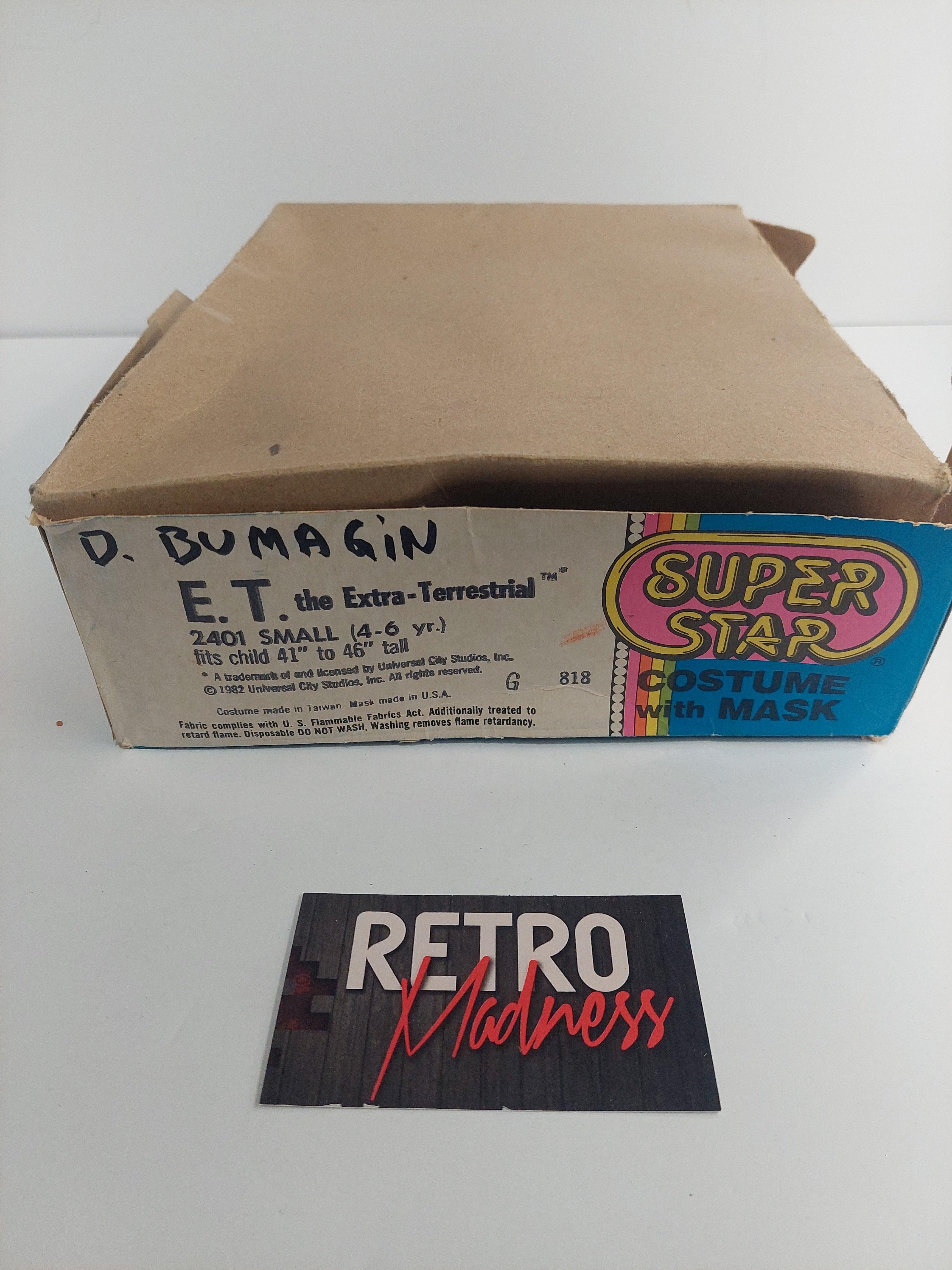 Vintage 1982 E.T. The Extra-Terrestrial Small Costume and Mask Super Star
