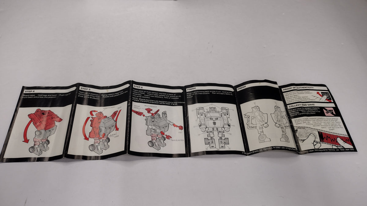 Vintage 1986 Original G1 Transformers Hoist - Instruction Booklet