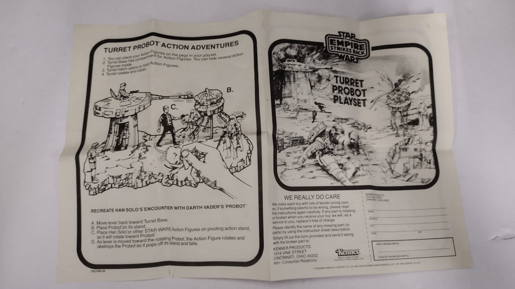Vintage 1981 Star Wars Empire Strikes Back-Turret Probot Playset Instructions