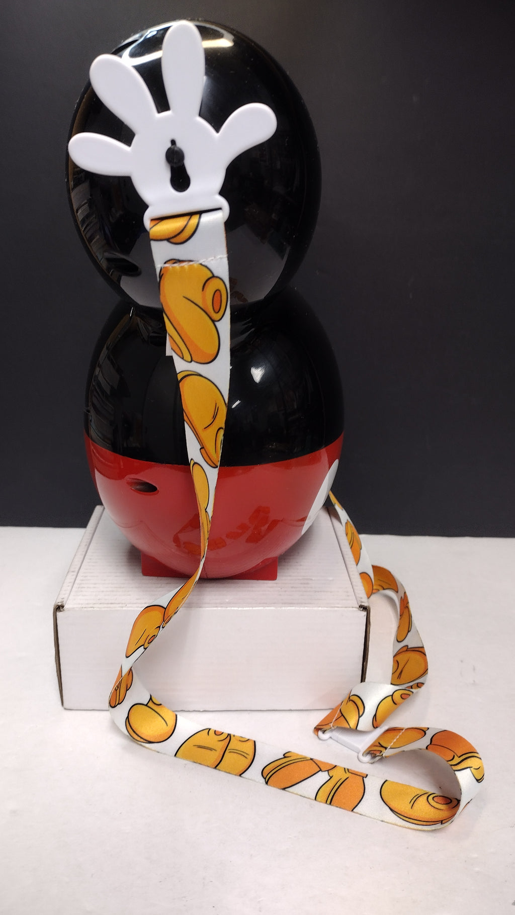 Disney Parks Mickey Mouse Balloon Popcorn Bucket Black Ears Red Pants Used