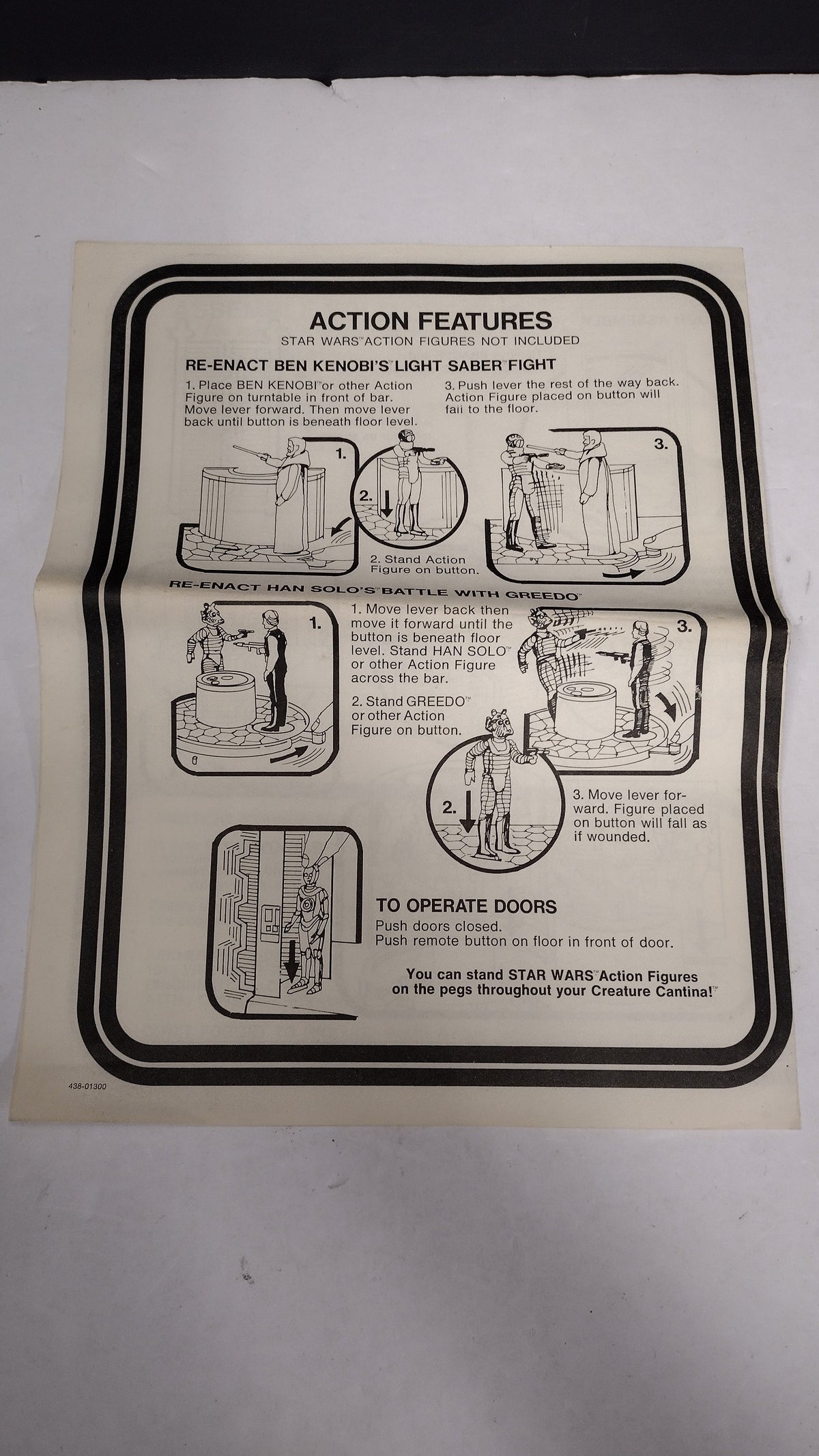 Vintage 1979 Kenner Star Wars Creature Cantina Action Playset Instructions Sheet