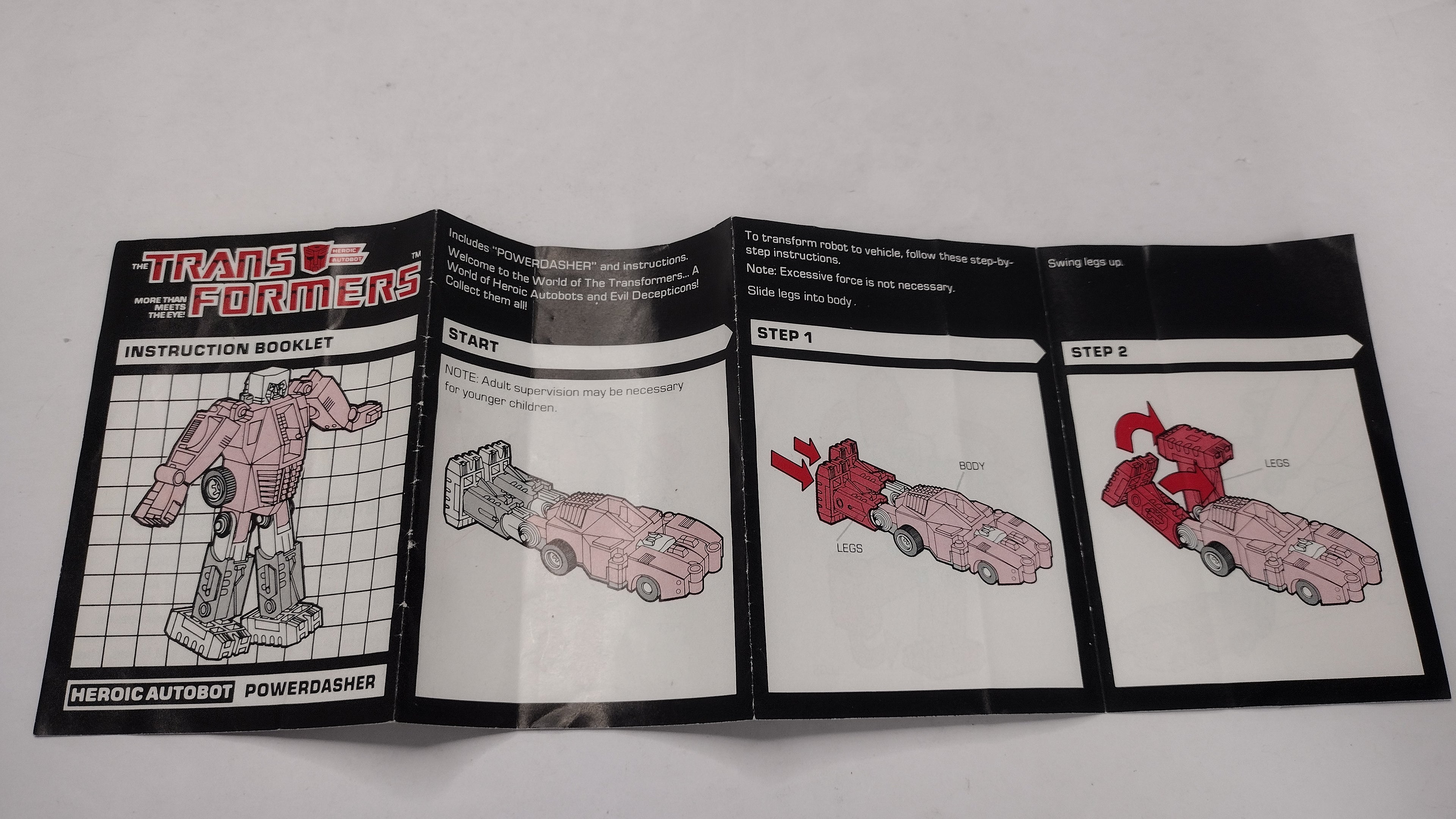 Vintage 1984 Original G1 Transformers Powerdasher- F1 Dasher  Instruction Booklet