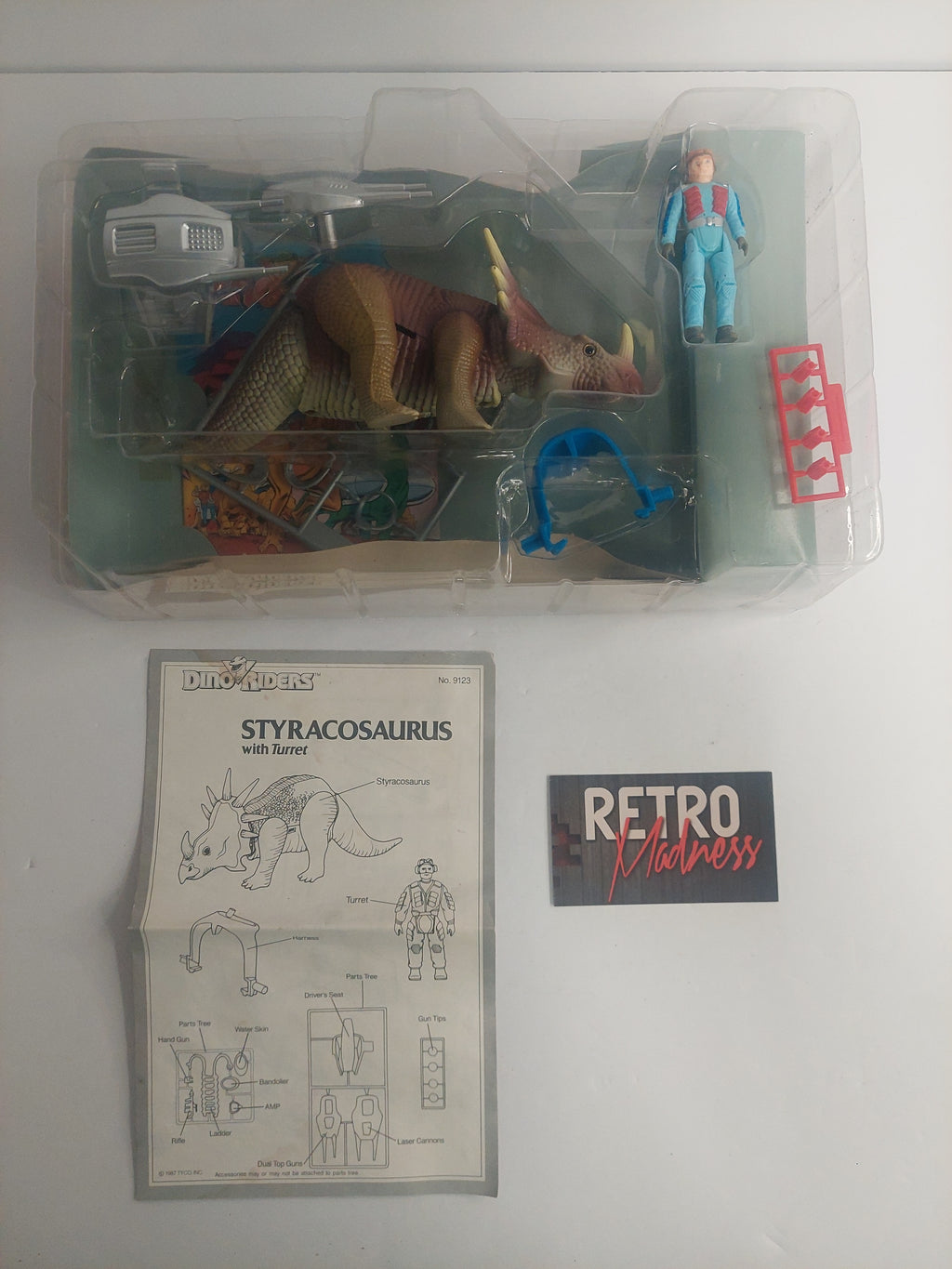 Vintage 1987 Dino-Riders Styracosaurus with Turret Heroic DineRider