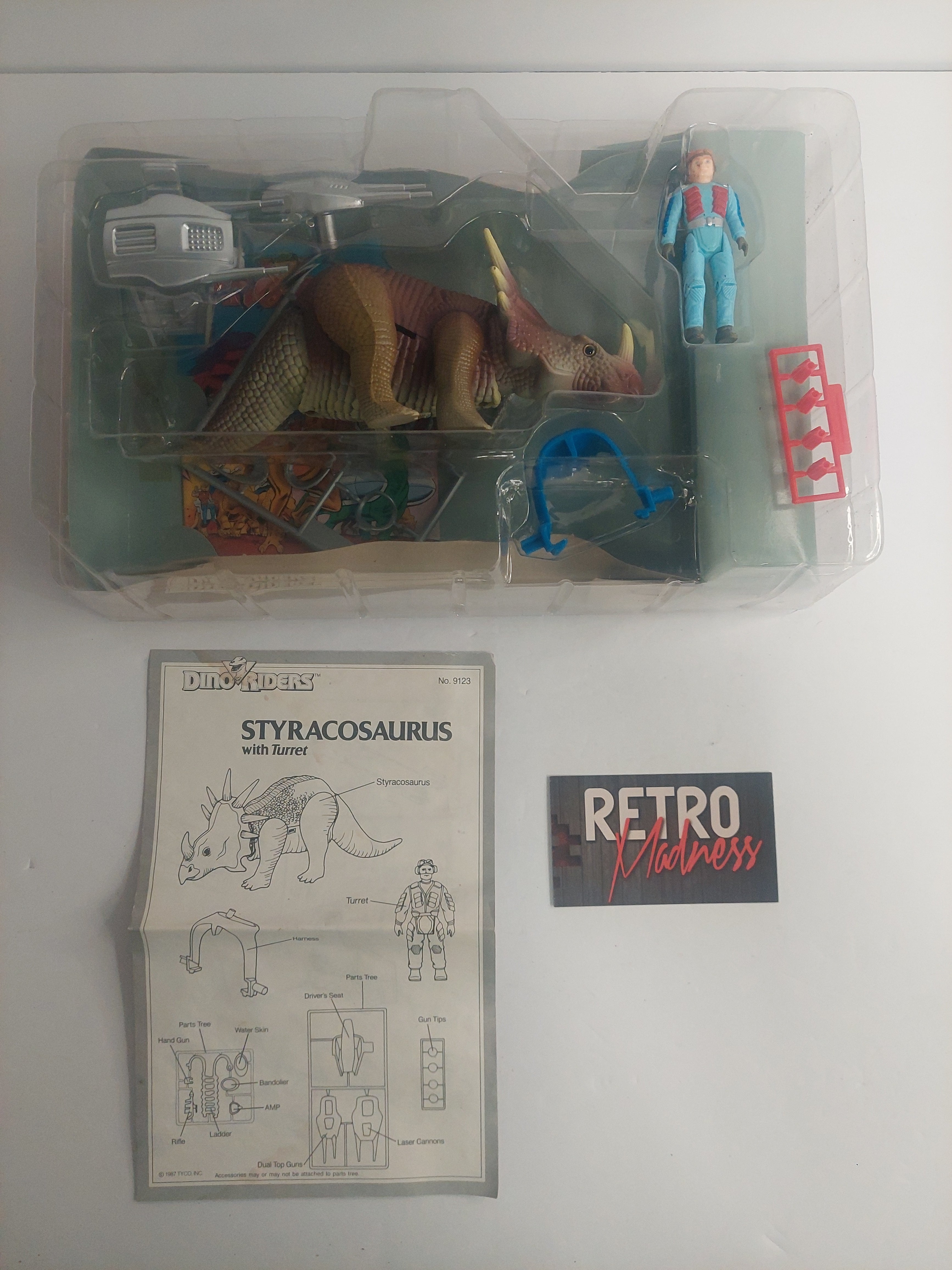 Vintage 1987 Dino-Riders Styracosaurus with Turret Heroic DineRider