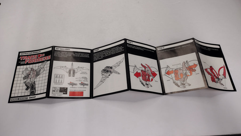 Vintage 1986 Original G1 Transformers Swoop - Instruction Booklet