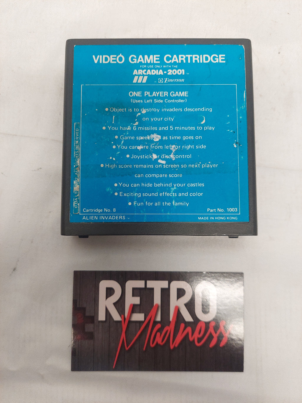 Vintage Emerson Arcadia 2001 Alien Invaders Video Game Cartridge Untested