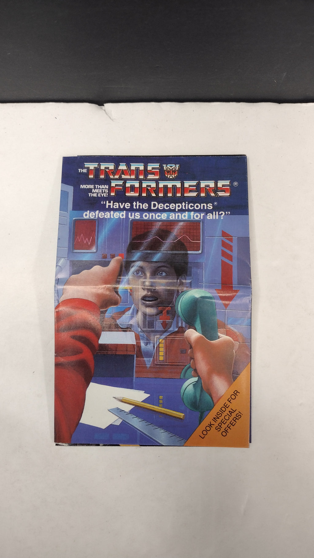Vintage Original G1 Transformers Bruticus & Onslaught Instruction Booklets, Decal Sheet, Inserts & Red Decoder Reader Lot