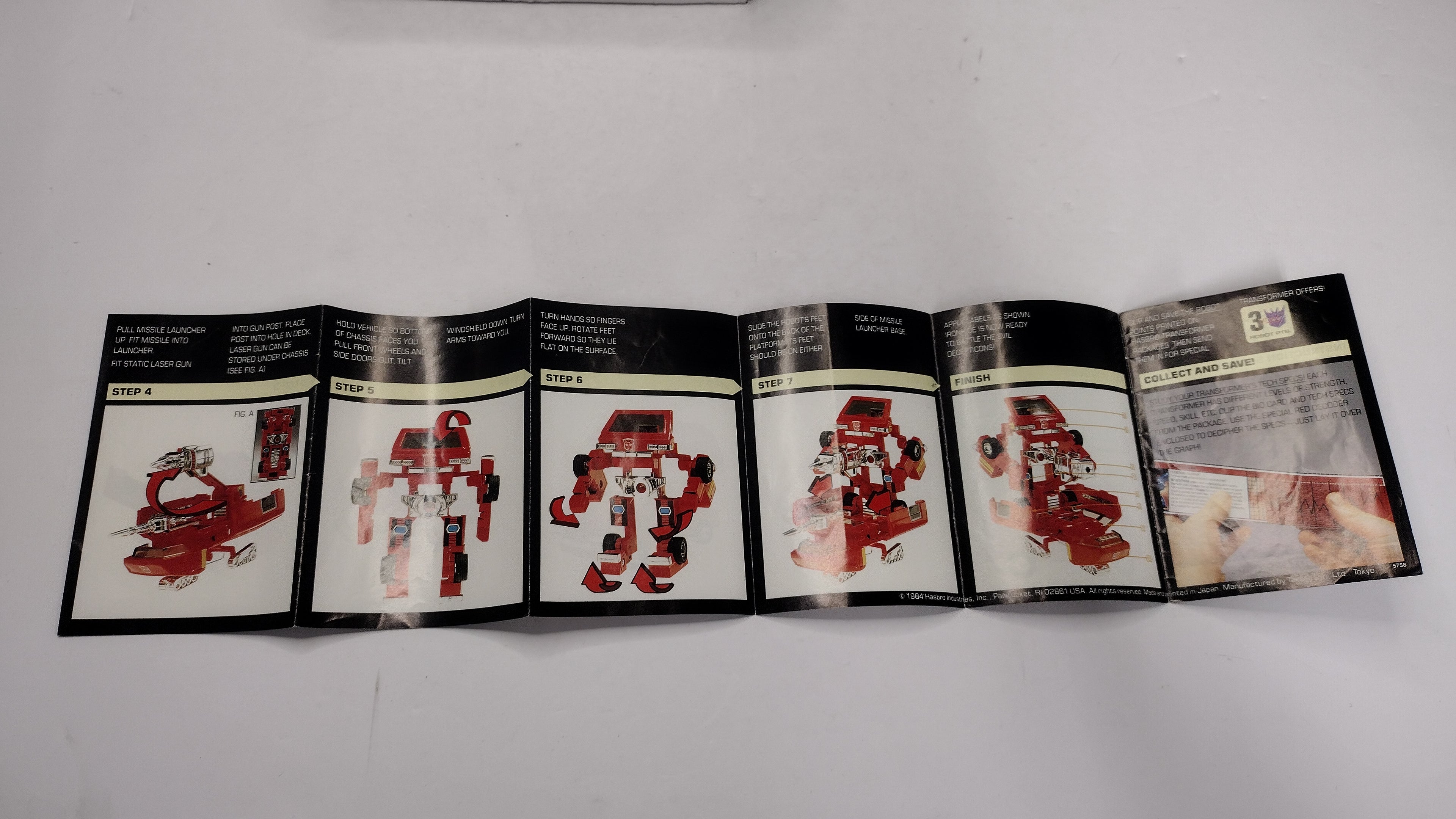 Vintage 1984 Original G1 Transformers Ironhide Instruction Booklet