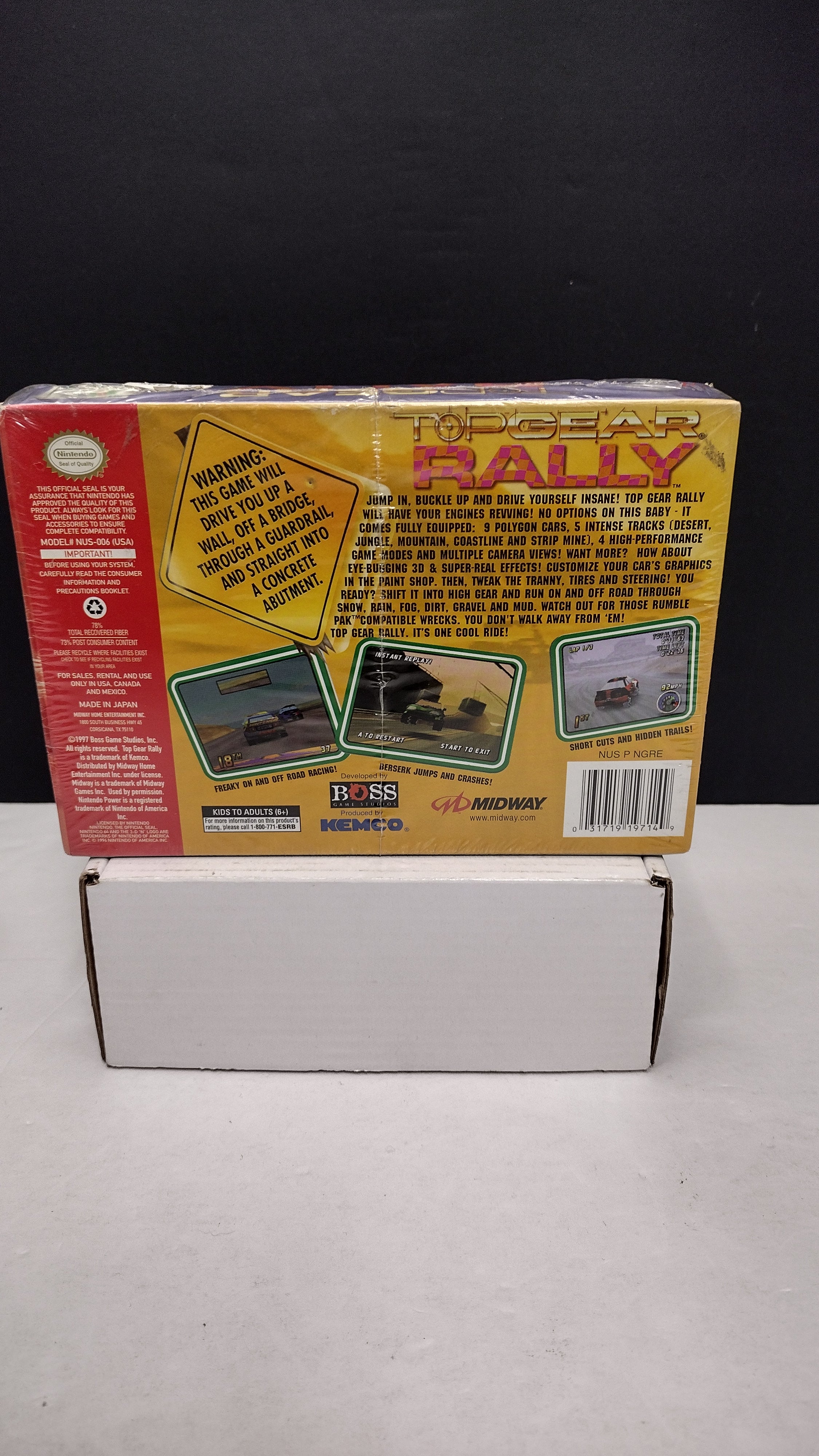 Vintage 1997 Nintendo 64 Top Gear Rally Game (Complete & Factory Sealed in Box with Protector)