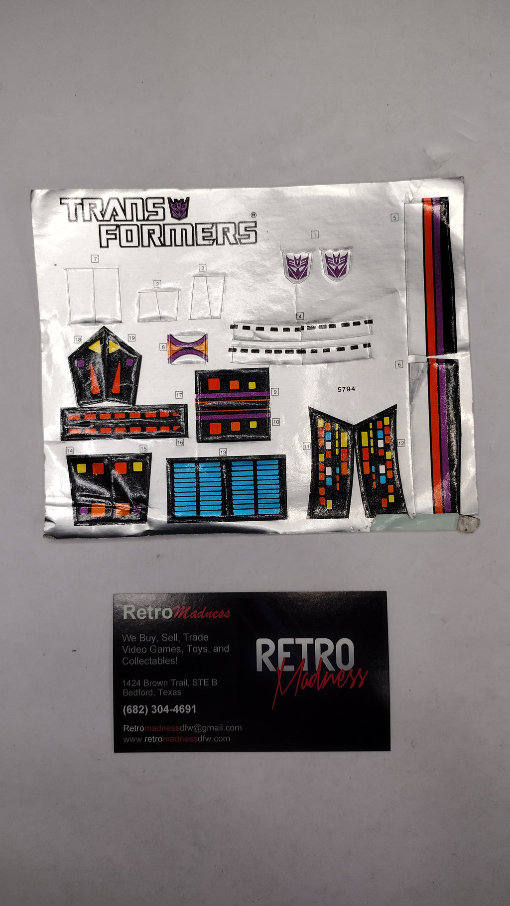 Vintage Original G1 Transformers Galvatron Sticker Decal Sheet (Complete Sheet #5794)