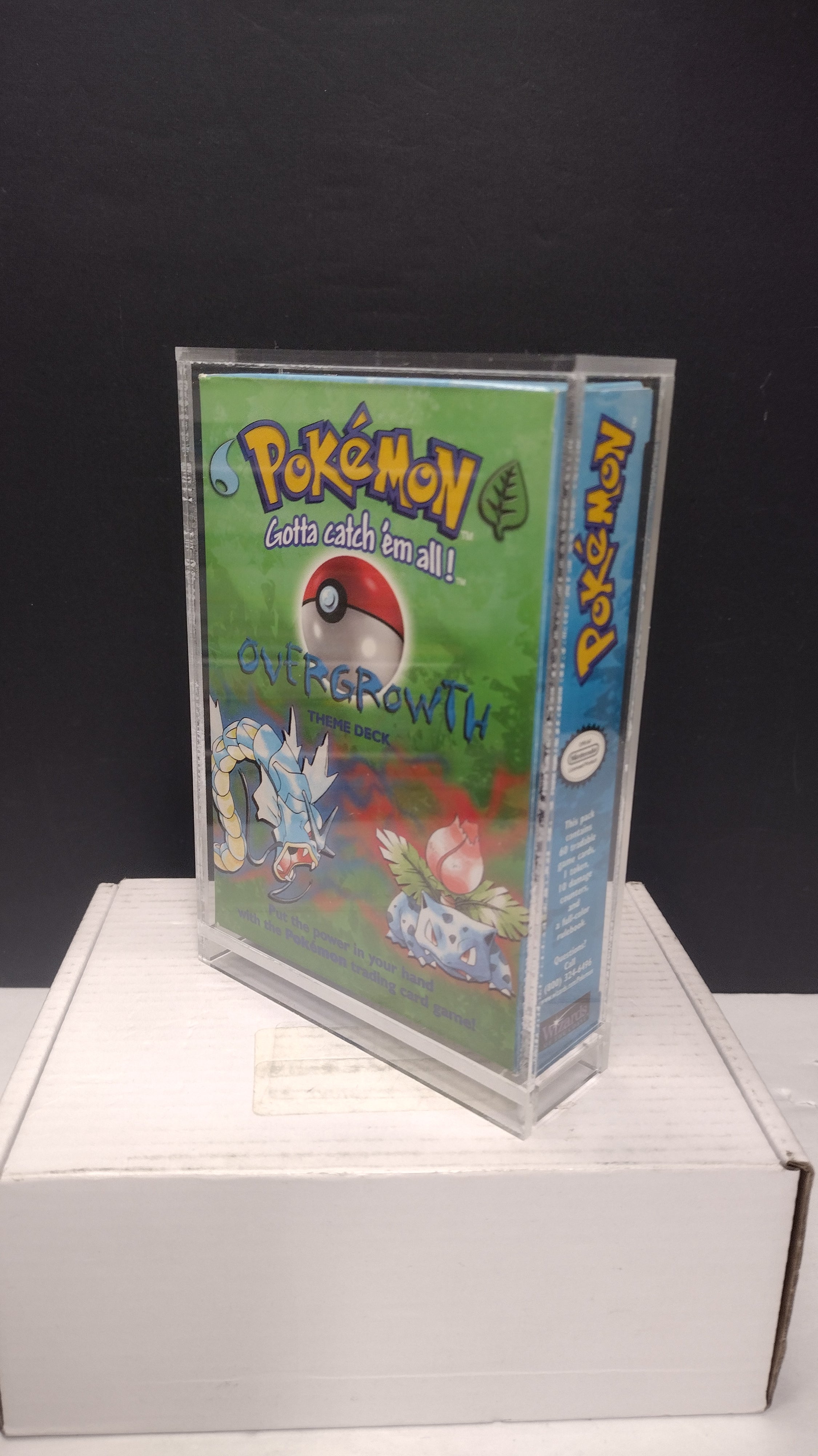 Vintage 1999 Pokémon TCG Base Set "Overgrowth" Theme Deck Box & Rulebook Manual (Wizards of the Coast - Box & Manual Only / No Cards - Includes Acrylic Protector)