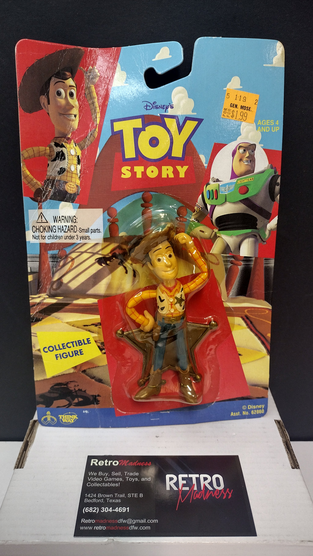 1995 Disney Pixar Toy Story Woody Bendable Figure – 4.25" Thinkway (On Card)
